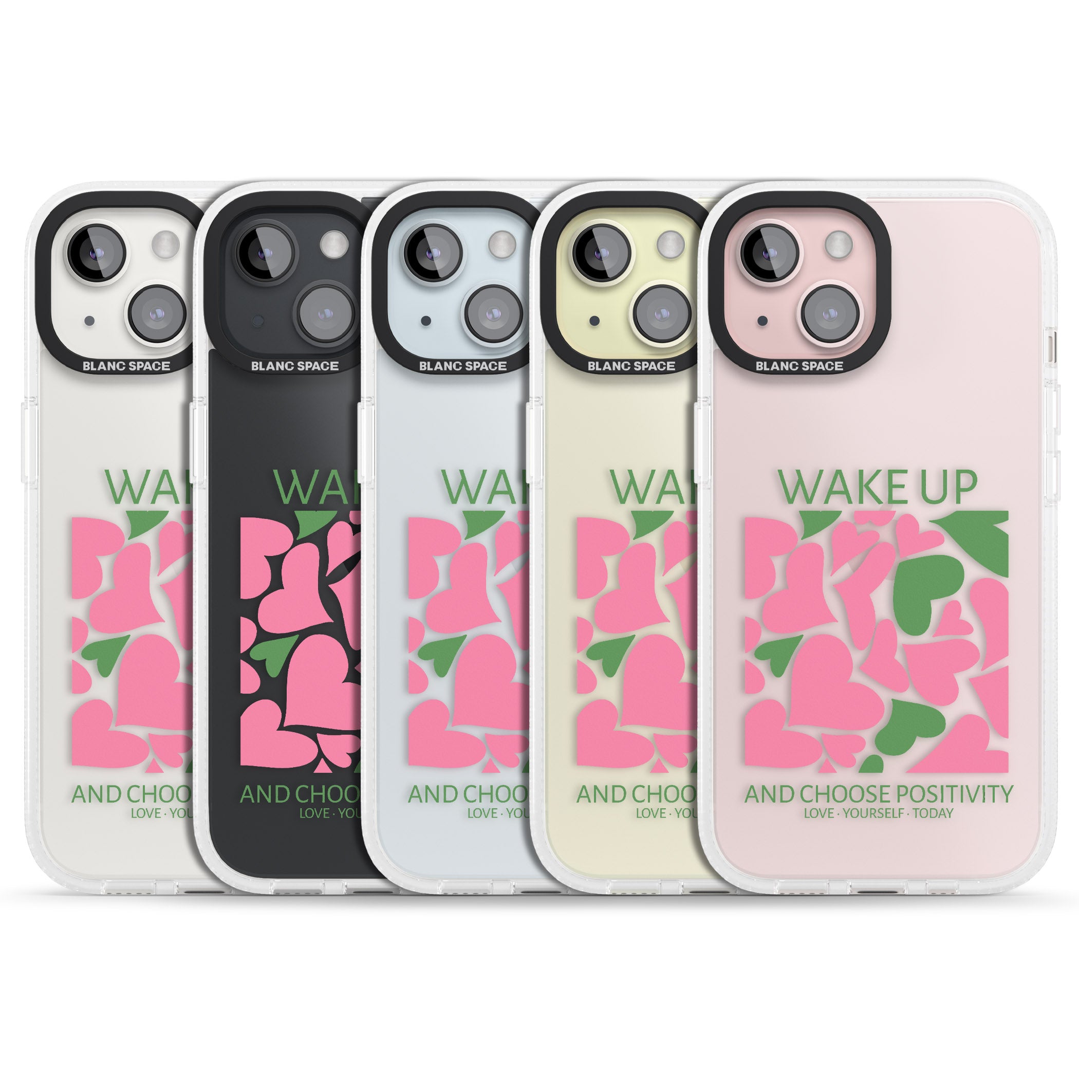 Wake Up And Choose Positivity iPhone 15 / 14 / 13 Clear Case Impact Air - Blanc Space