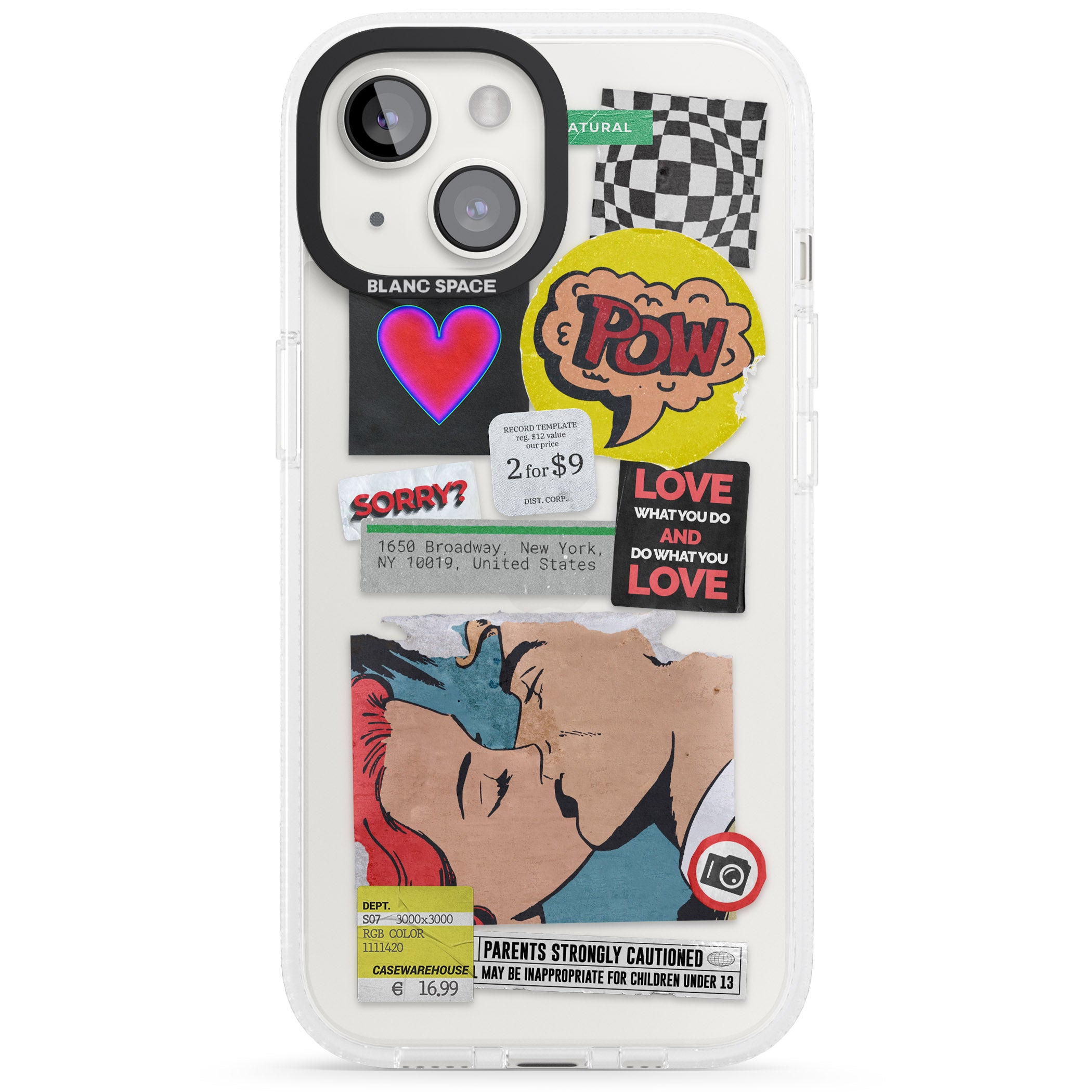 Retro Sticker Mix iPhone 15 / 14 / 13 Clear Case Impact Air - Blanc Space