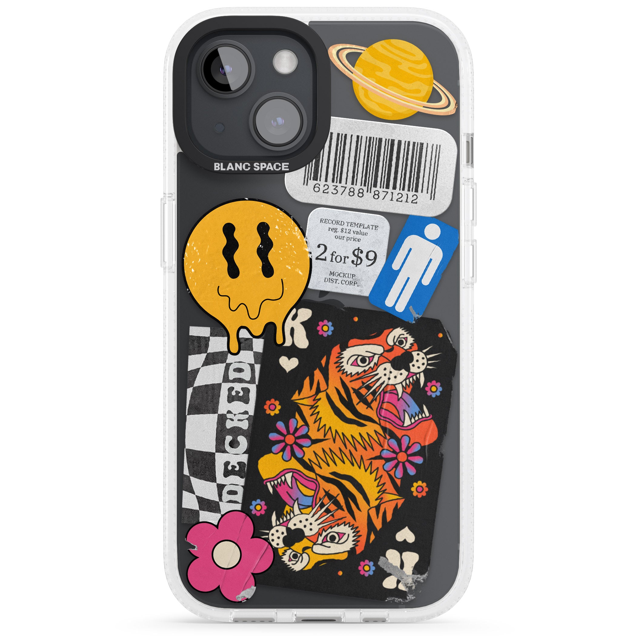 Electric Vibes iPhone 15 / 14 / 13 Clear Case Impact Air - Blanc Space