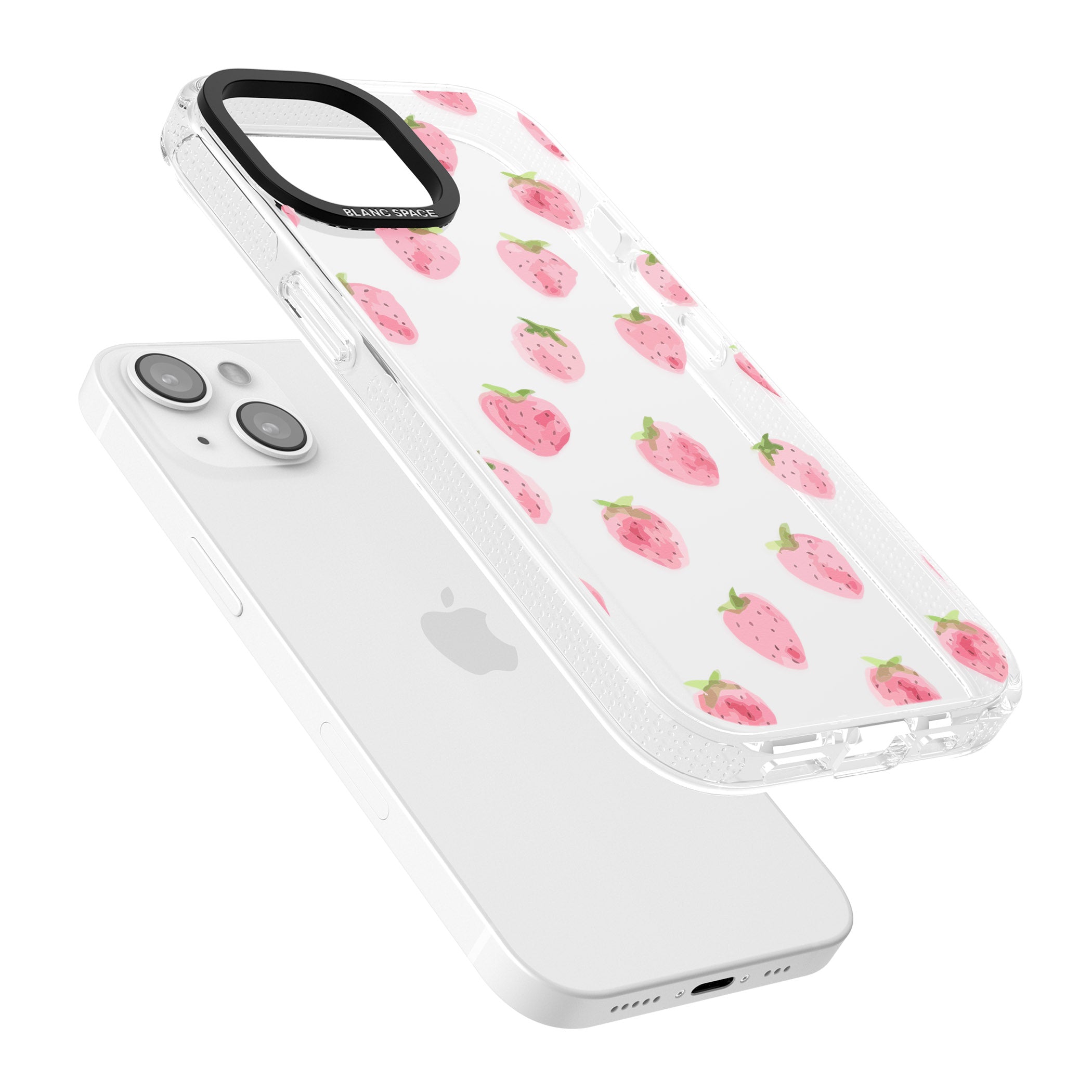 Classic Strawberry iPhone 15 / 14 / 13 Clear Case Impact Air - Blanc Space