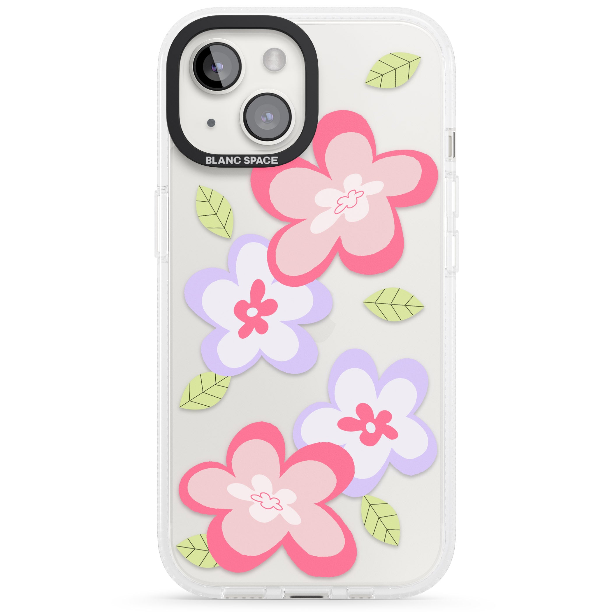 Funky Flowers iPhone 15 / 14 / 13 Clear Case Impact Air - Blanc Space