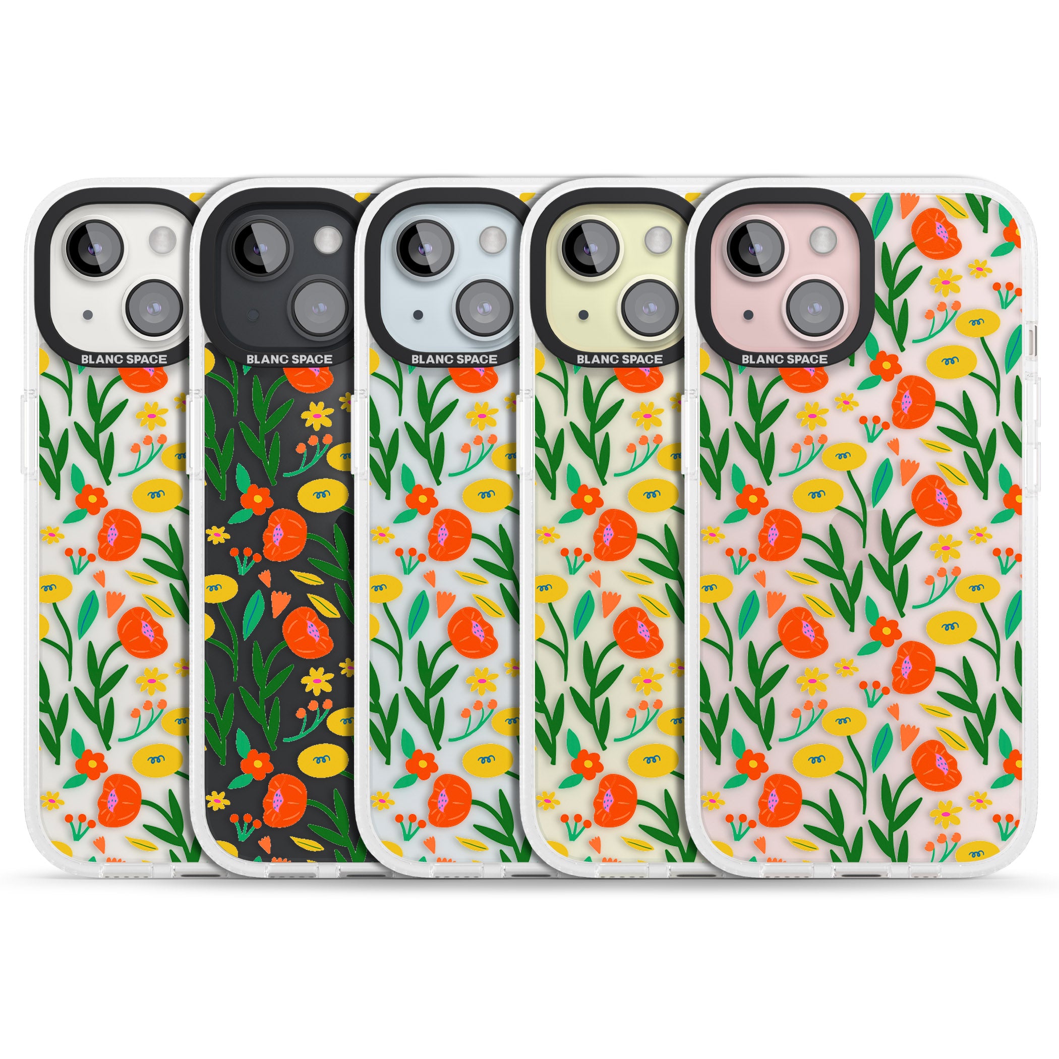 Summer Flower Fiesta iPhone 15 / 14 / 13 Clear Case Impact Air - Blanc Space