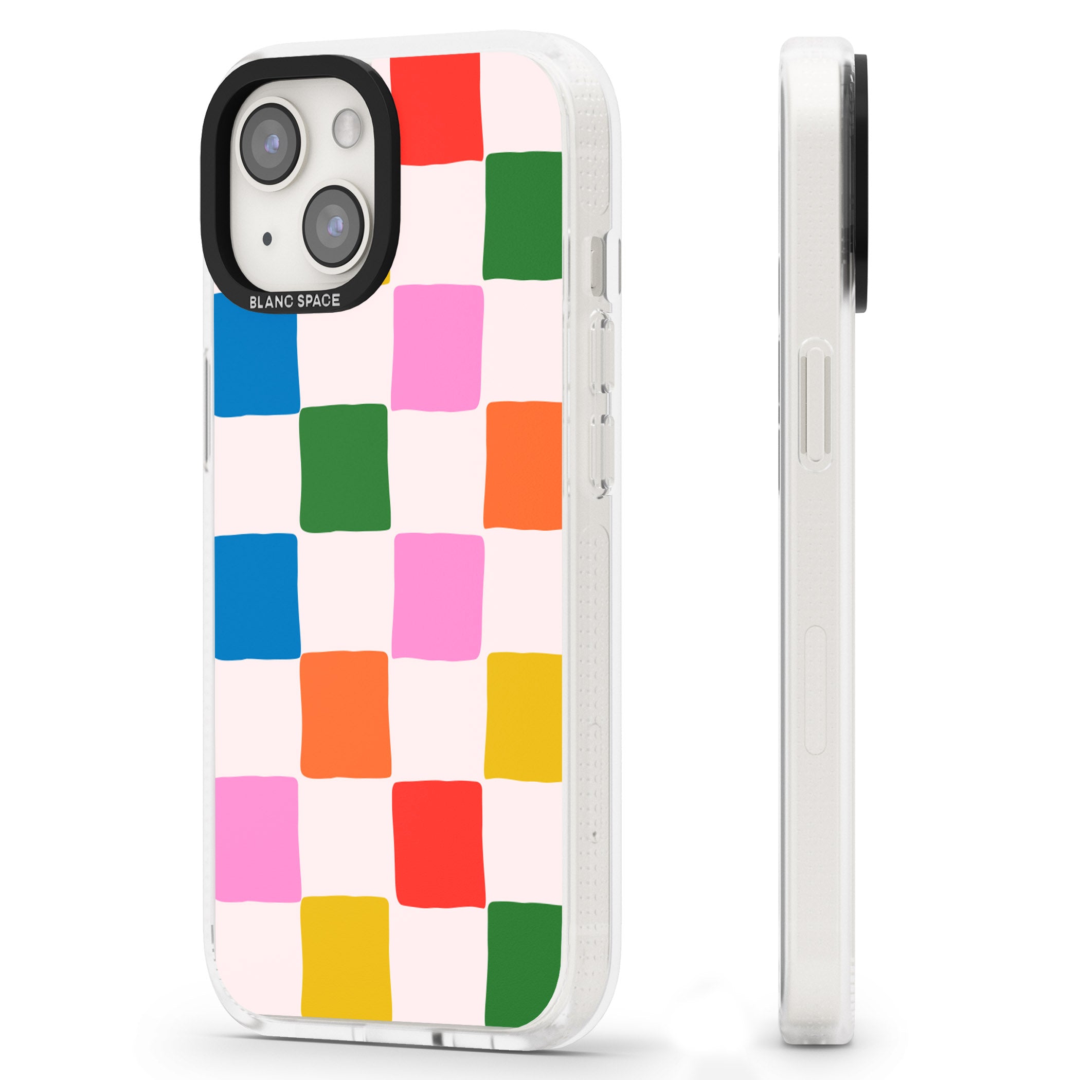 Colour Checked iPhone 15 / 14 / 13 Clear Case Impact Air - Blanc Space