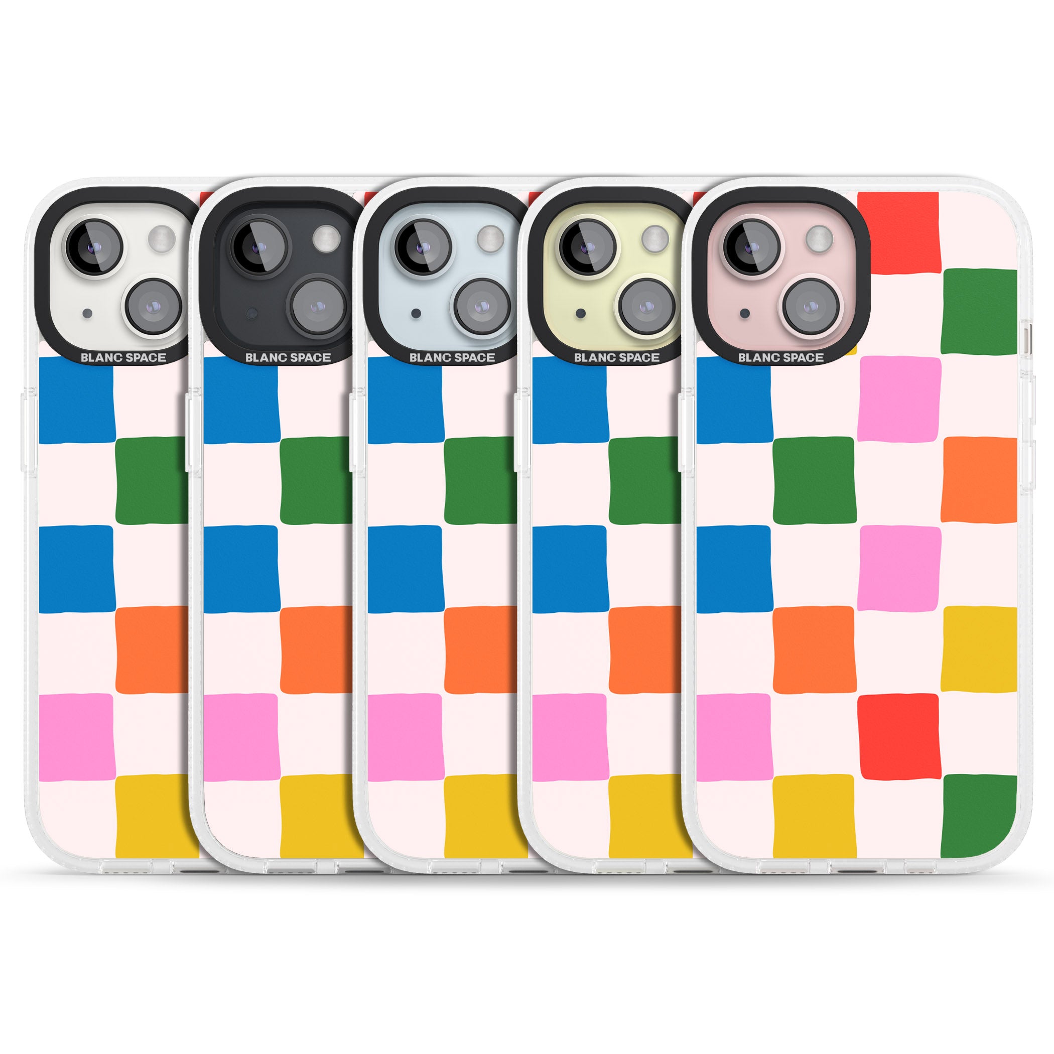 Colour Checked iPhone 15 / 14 / 13 Clear Case Impact Air - Blanc Space