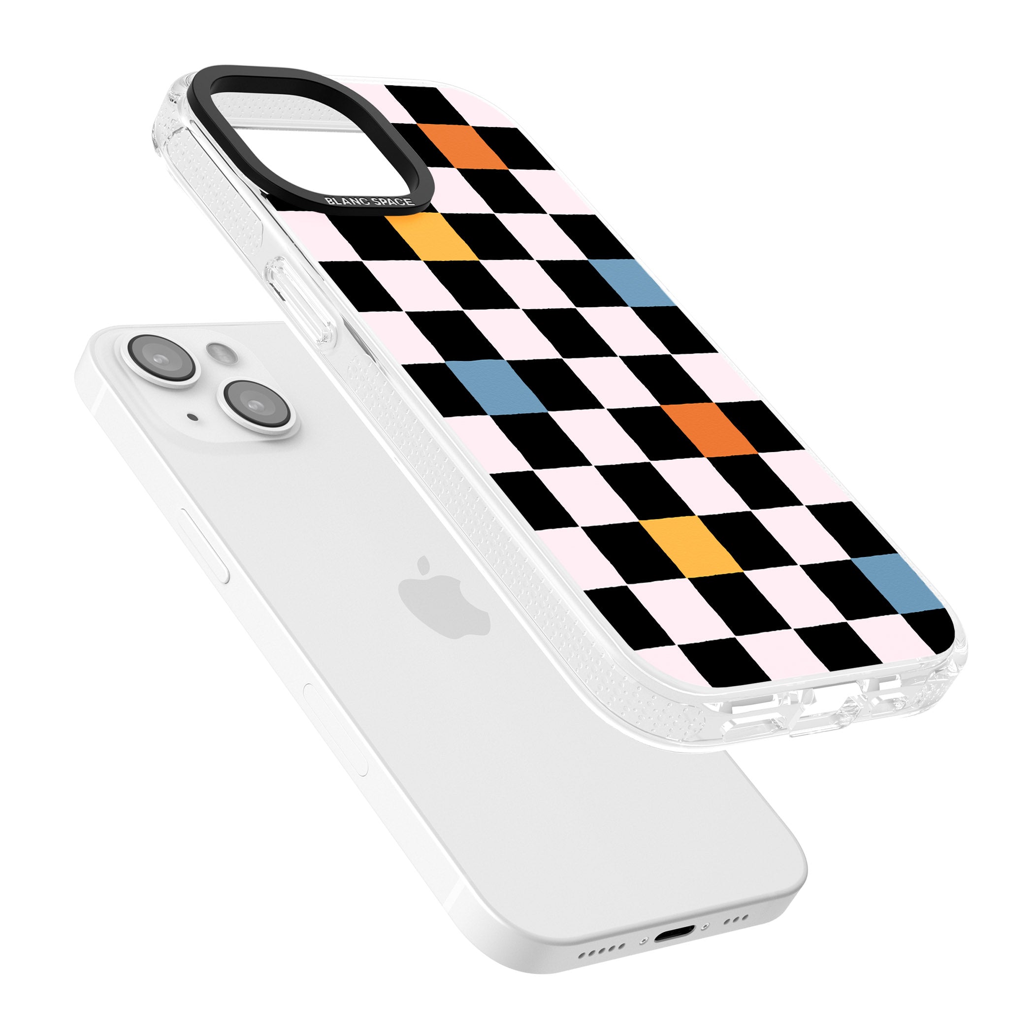 Vibrant Retro Checkered iPhone 15 / 14 / 13 Clear Case Impact Air - Blanc Space