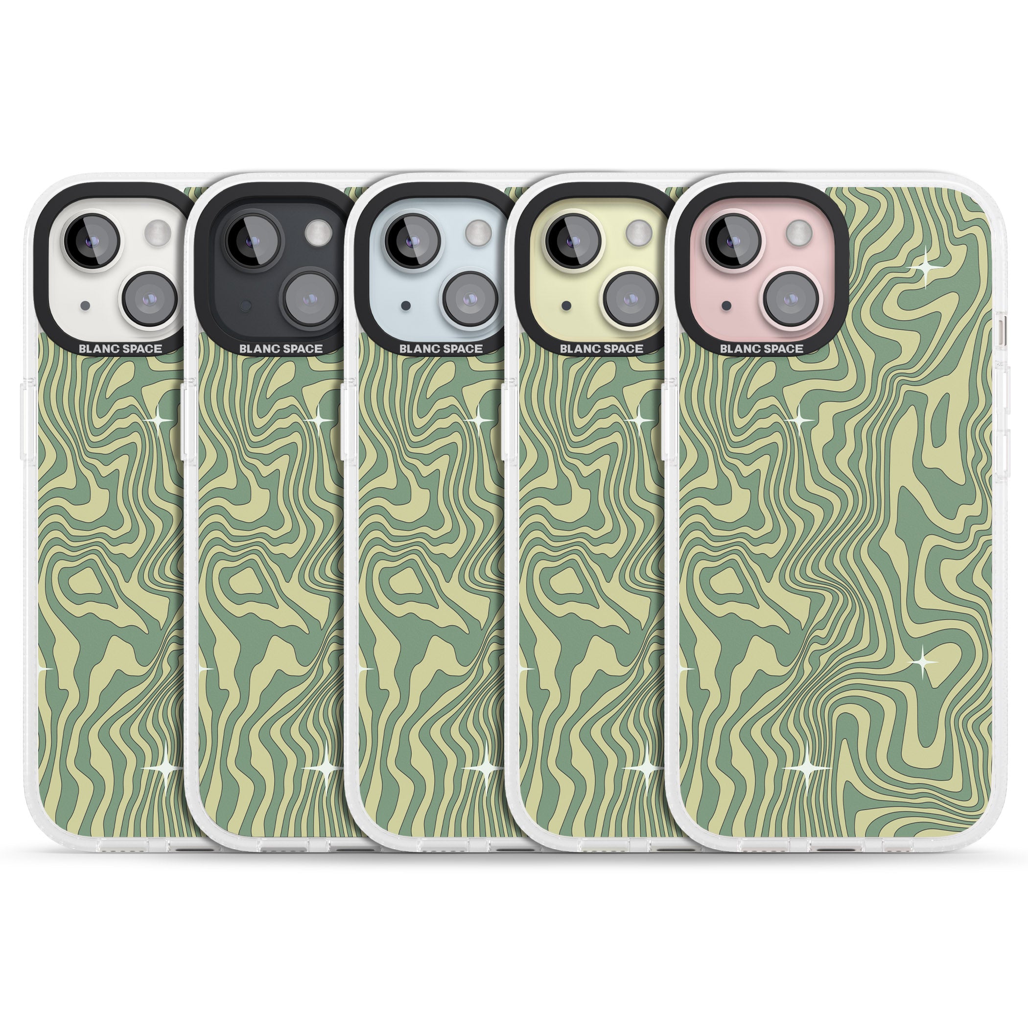 Green Abstract Wave iPhone 15 / 14 / 13 Clear Case Impact Air - Blanc Space