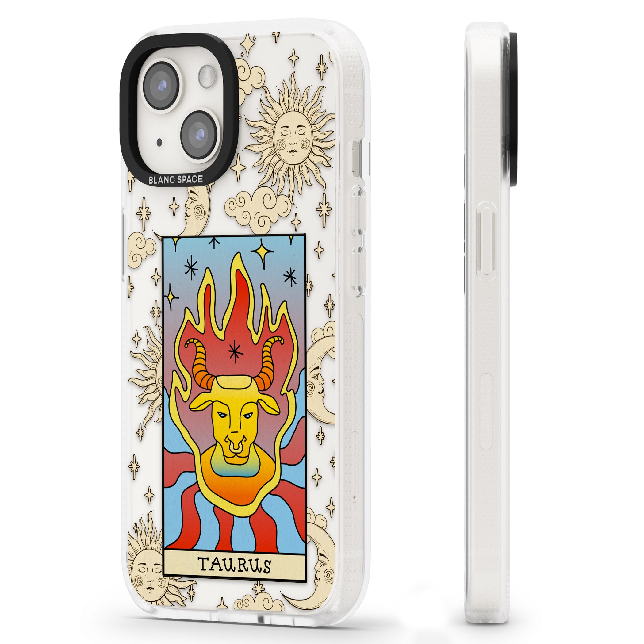 Celestial Zodiac - Taurus iPhone 15 / 14 / 13 Clear Case Impact Air - Blanc Space