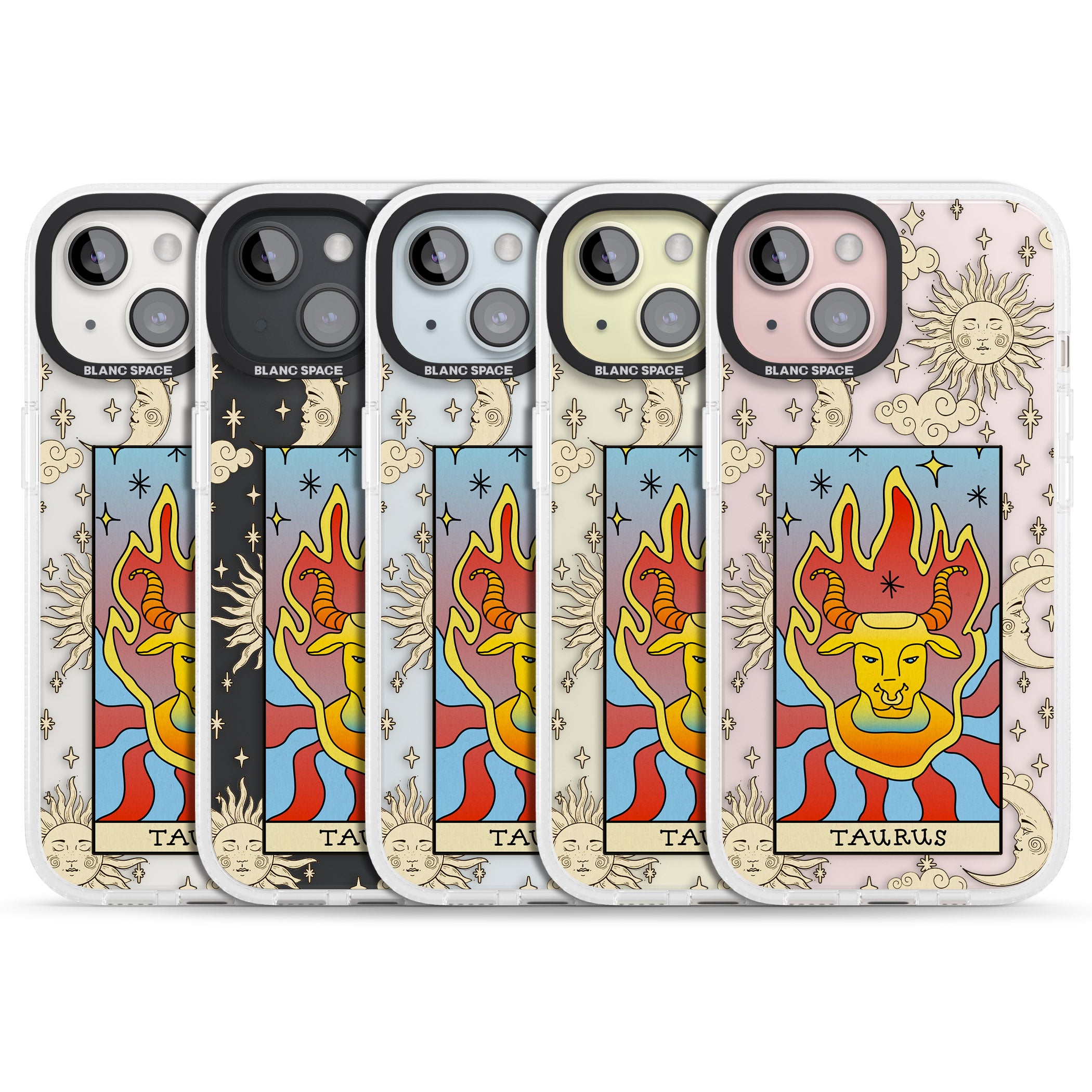 Celestial Zodiac - Taurus iPhone 15 / 14 / 13 Clear Case Impact Air - Blanc Space