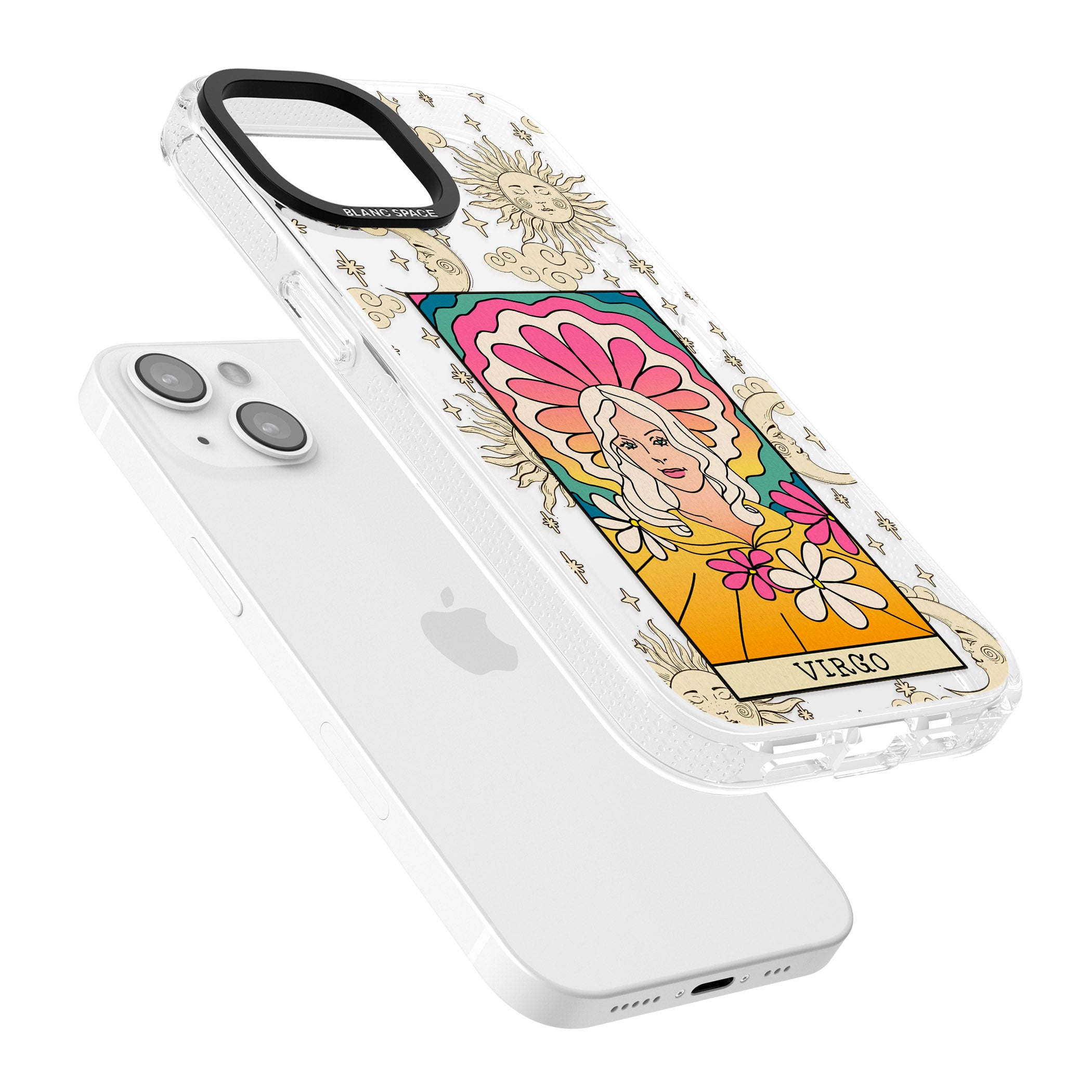 Celestial Zodiac - Virgo iPhone 15 / 14 / 13 Clear Case Impact Air - Blanc Space