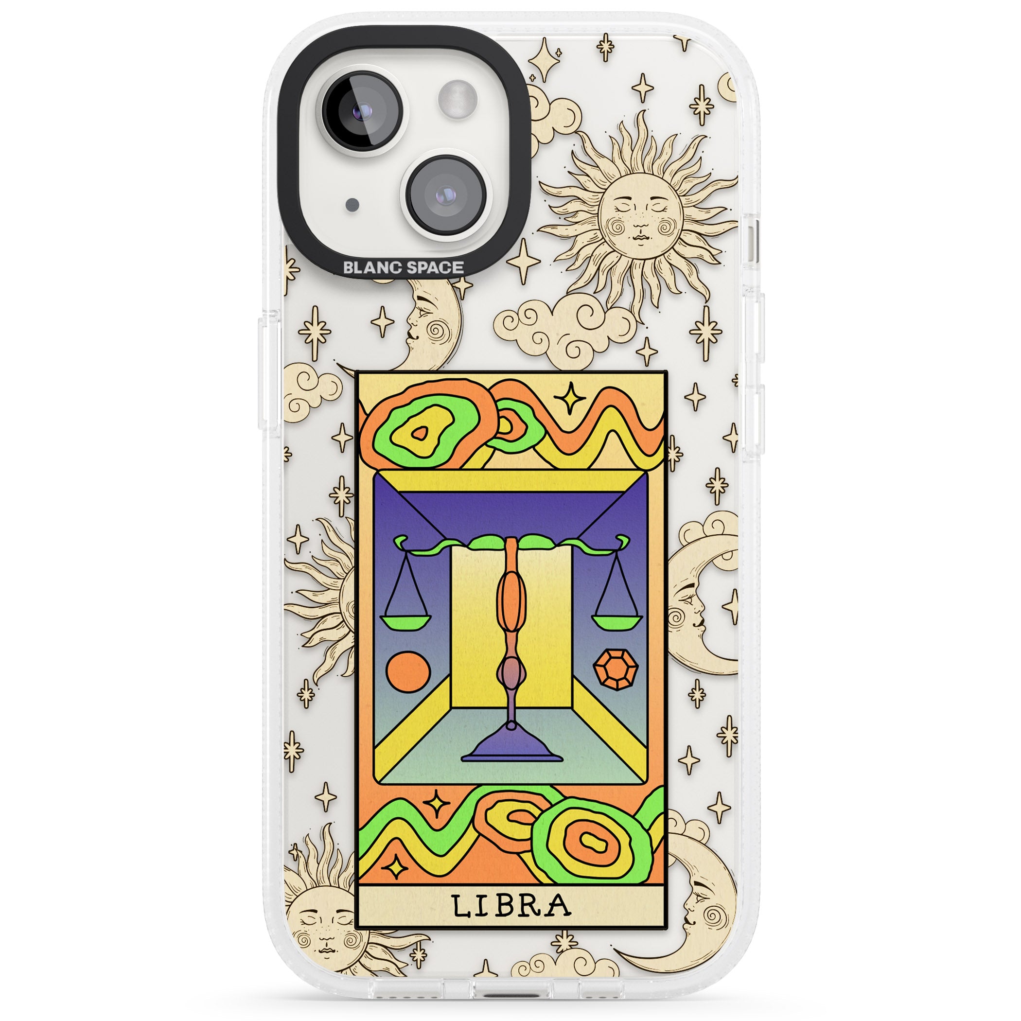 Celestial Zodiac - Libra iPhone 15 / 14 / 13 Clear Case Impact Air - Blanc Space