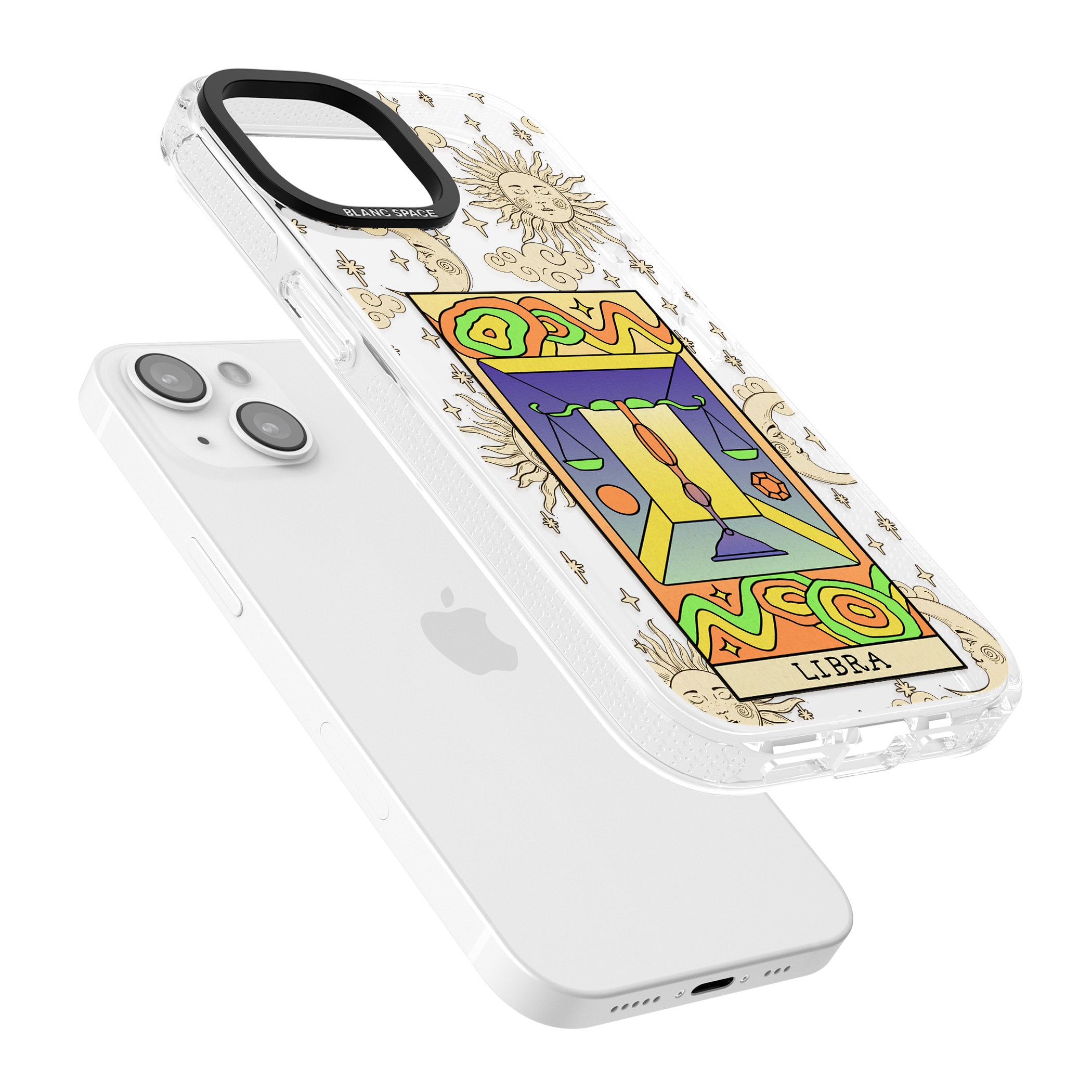 Celestial Zodiac - Libra iPhone 15 / 14 / 13 Clear Case Impact Air - Blanc Space