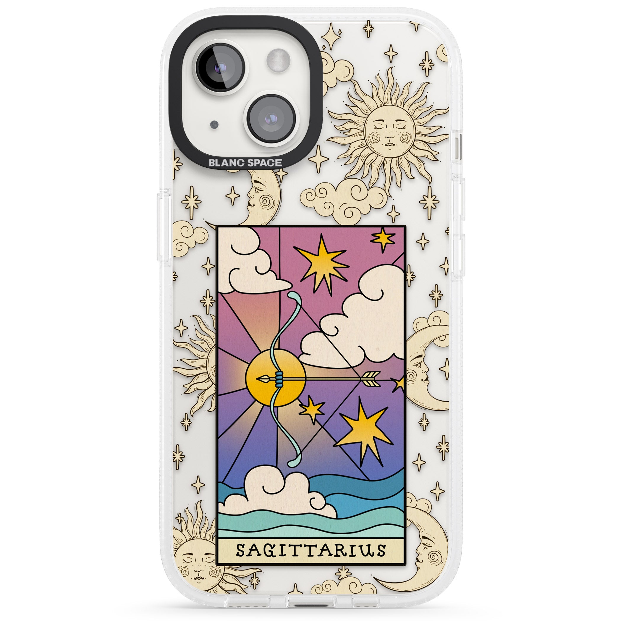 Celestial Zodiac - Sagittarius iPhone 15 / 14 / 13 Clear Case Impact Air - Blanc Space