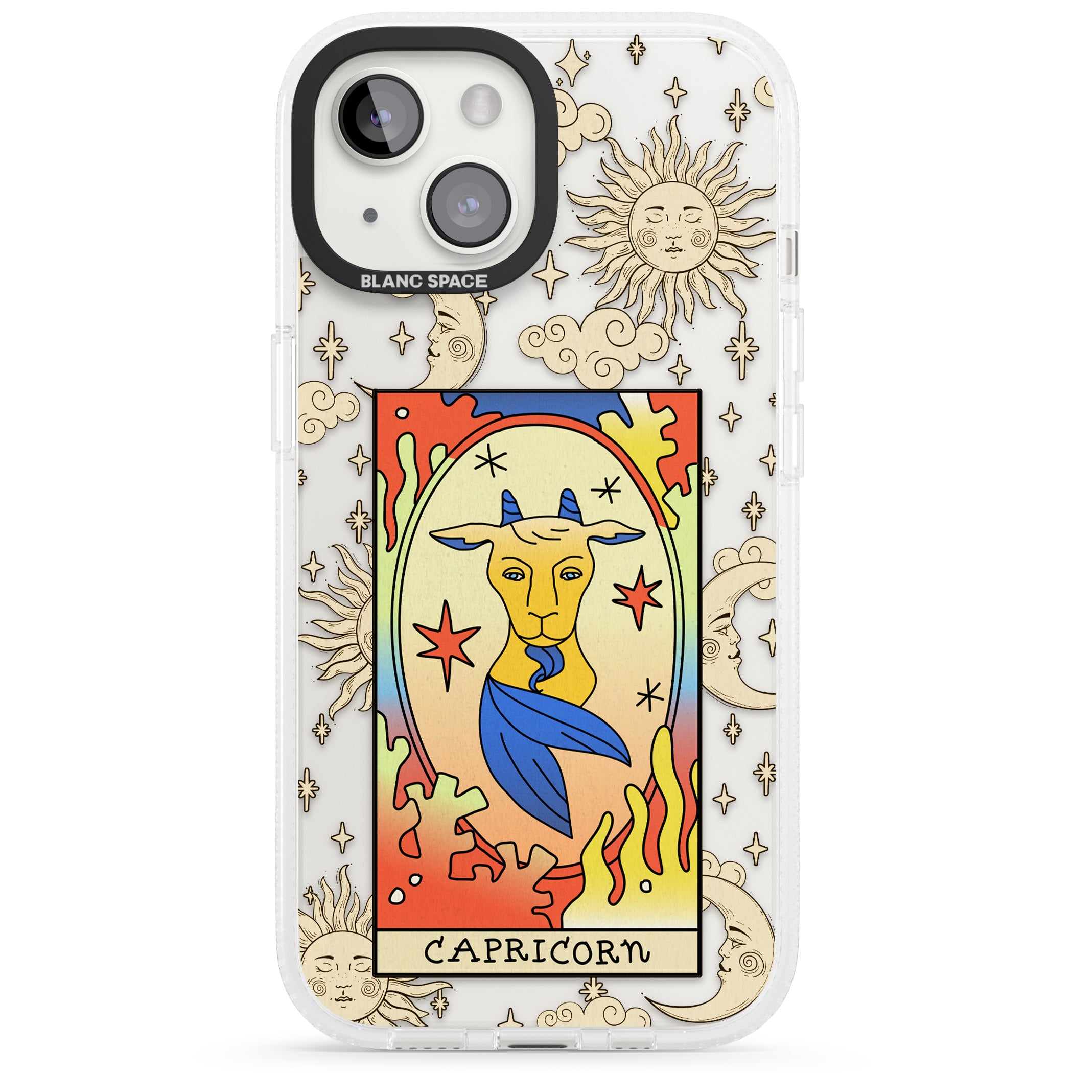 Celestial Zodiac - Capricorn iPhone 15 / 14 / 13 Clear Case Impact Air - Blanc Space