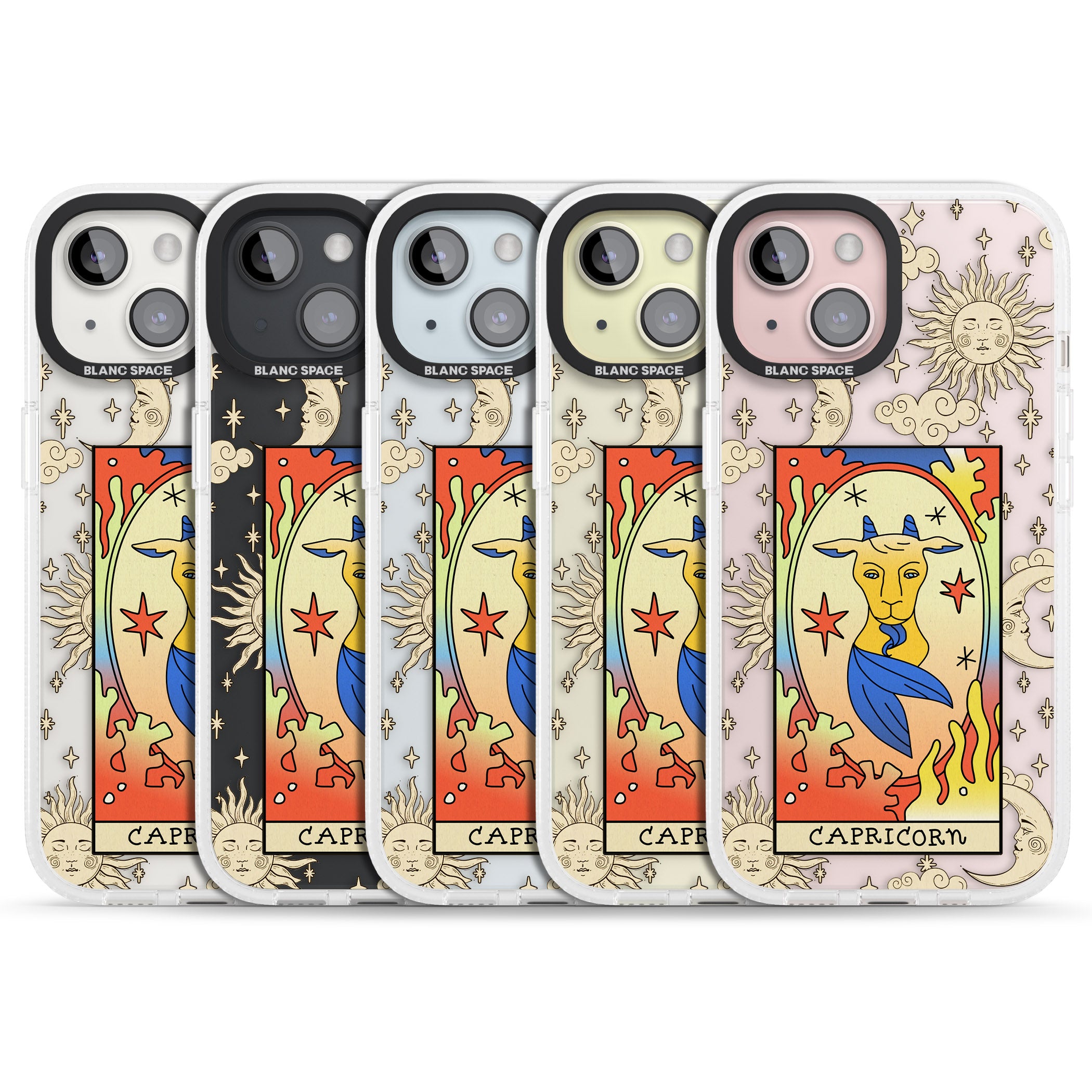 Celestial Zodiac - Capricorn iPhone 15 / 14 / 13 Clear Case Impact Air - Blanc Space