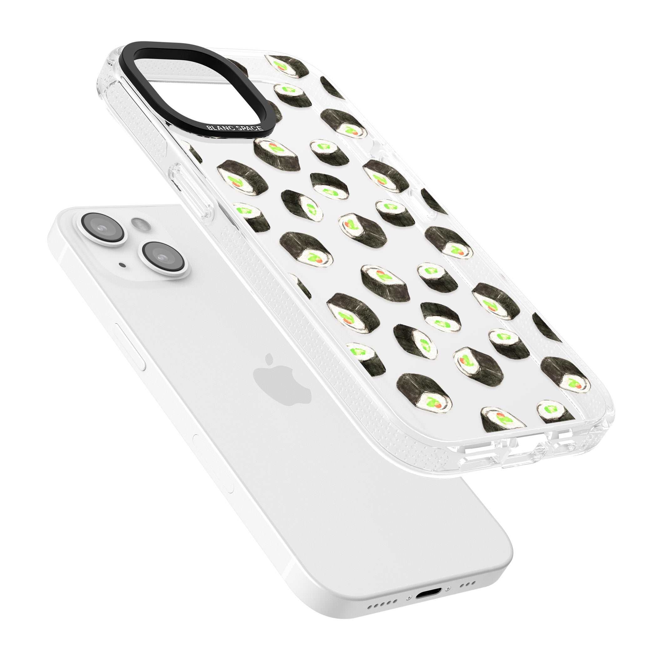 Maki Rolls Sushi Pattern iPhone 15 / 14 / 13 Clear Case Impact Air - Blanc Space