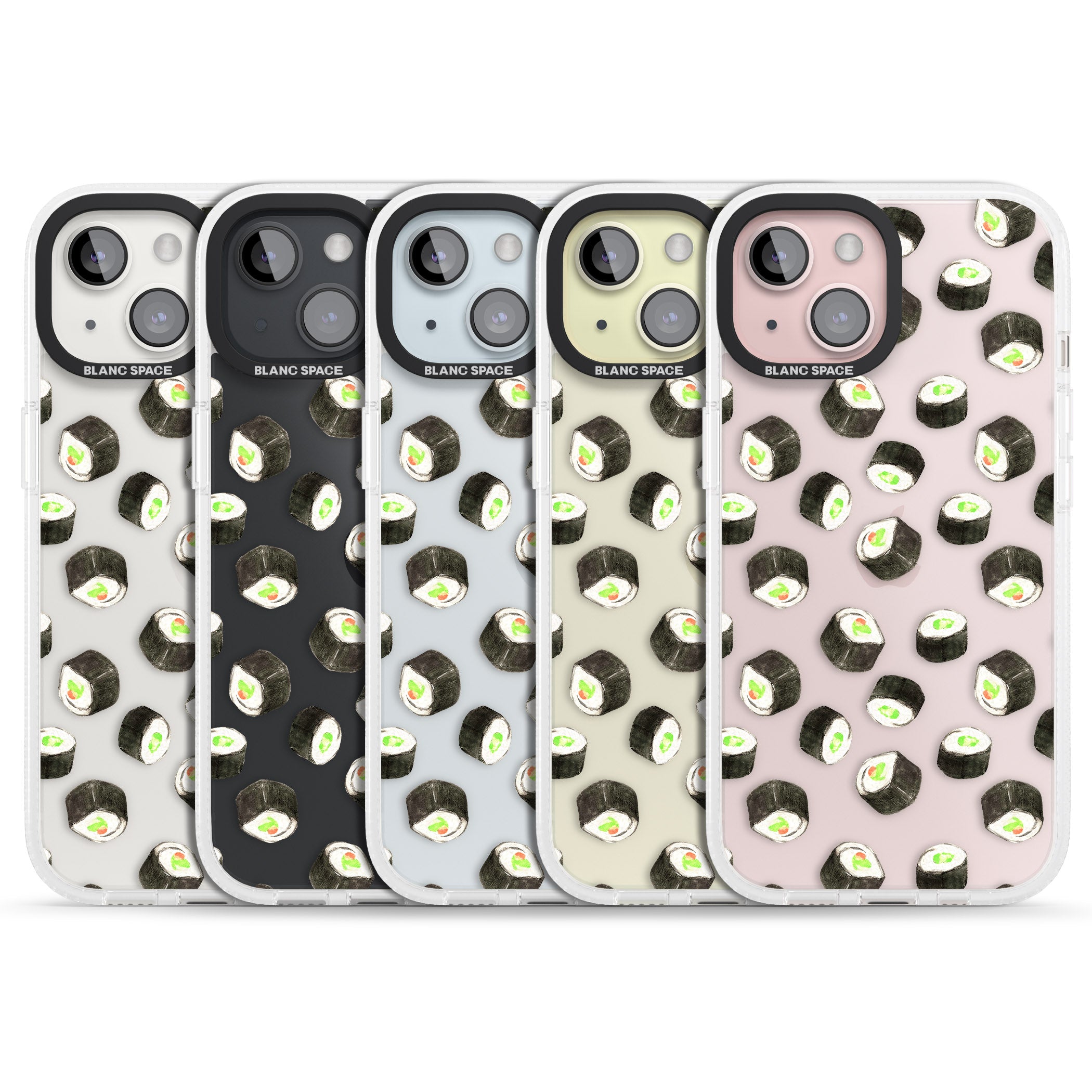 Maki Rolls Sushi Pattern iPhone 15 / 14 / 13 Clear Case Impact Air - Blanc Space
