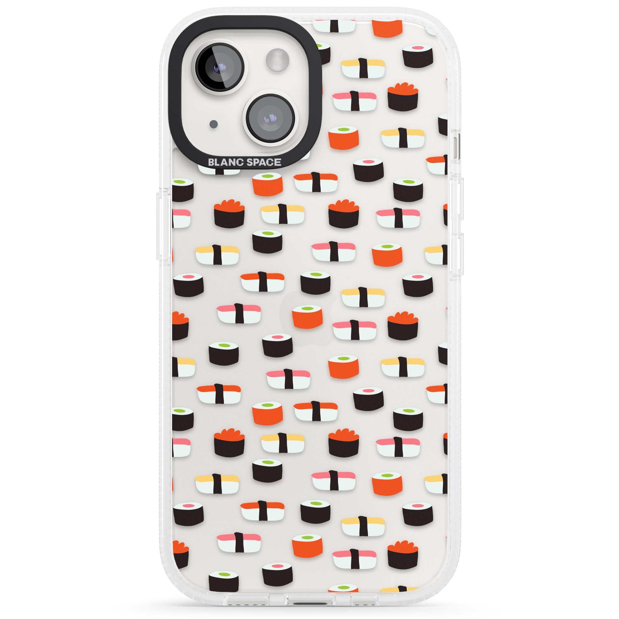 Minimalist Sushi Pattern iPhone 15 / 14 / 13 Clear Case Impact Air - Blanc Space