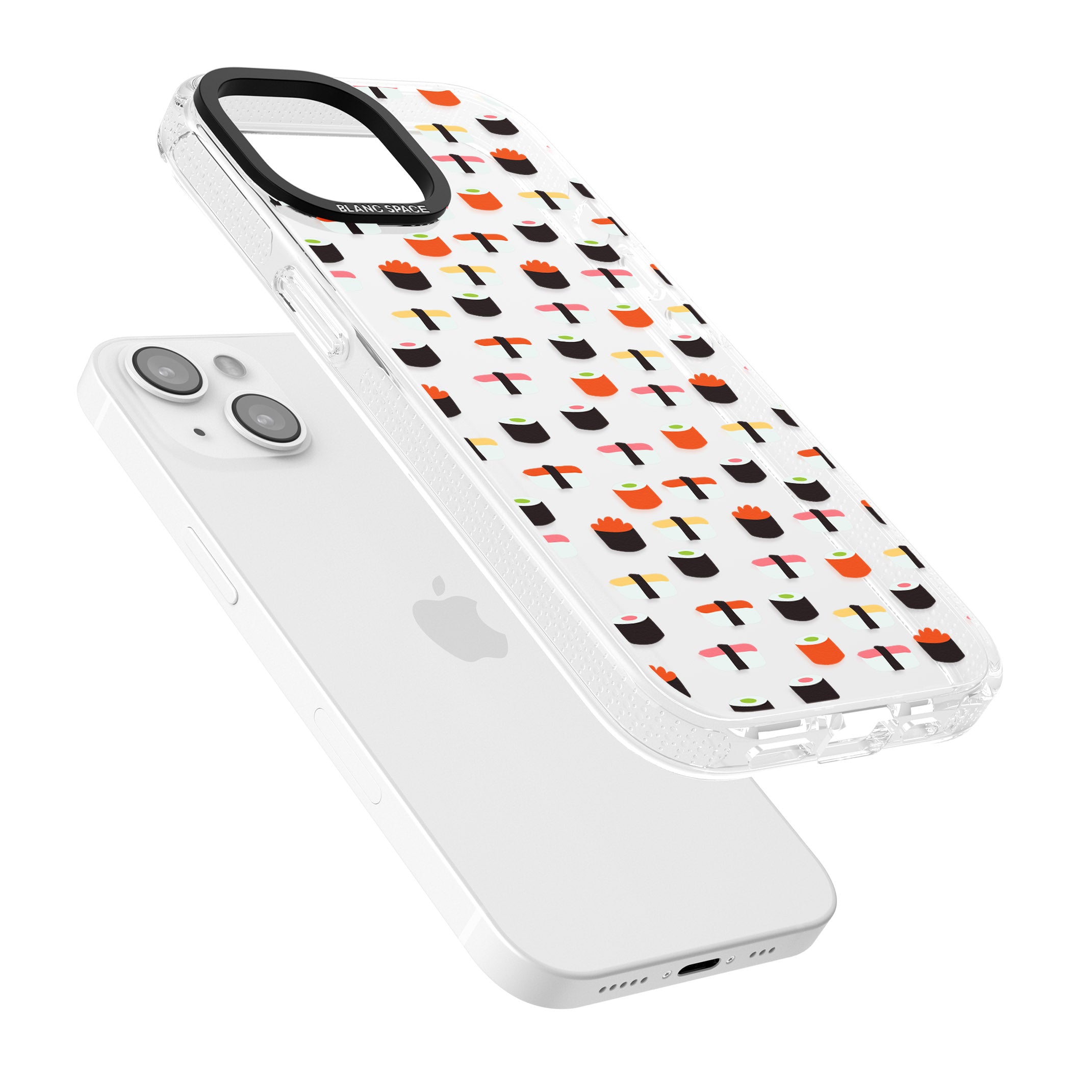Minimalist Sushi Pattern iPhone 15 / 14 / 13 Clear Case Impact Air - Blanc Space
