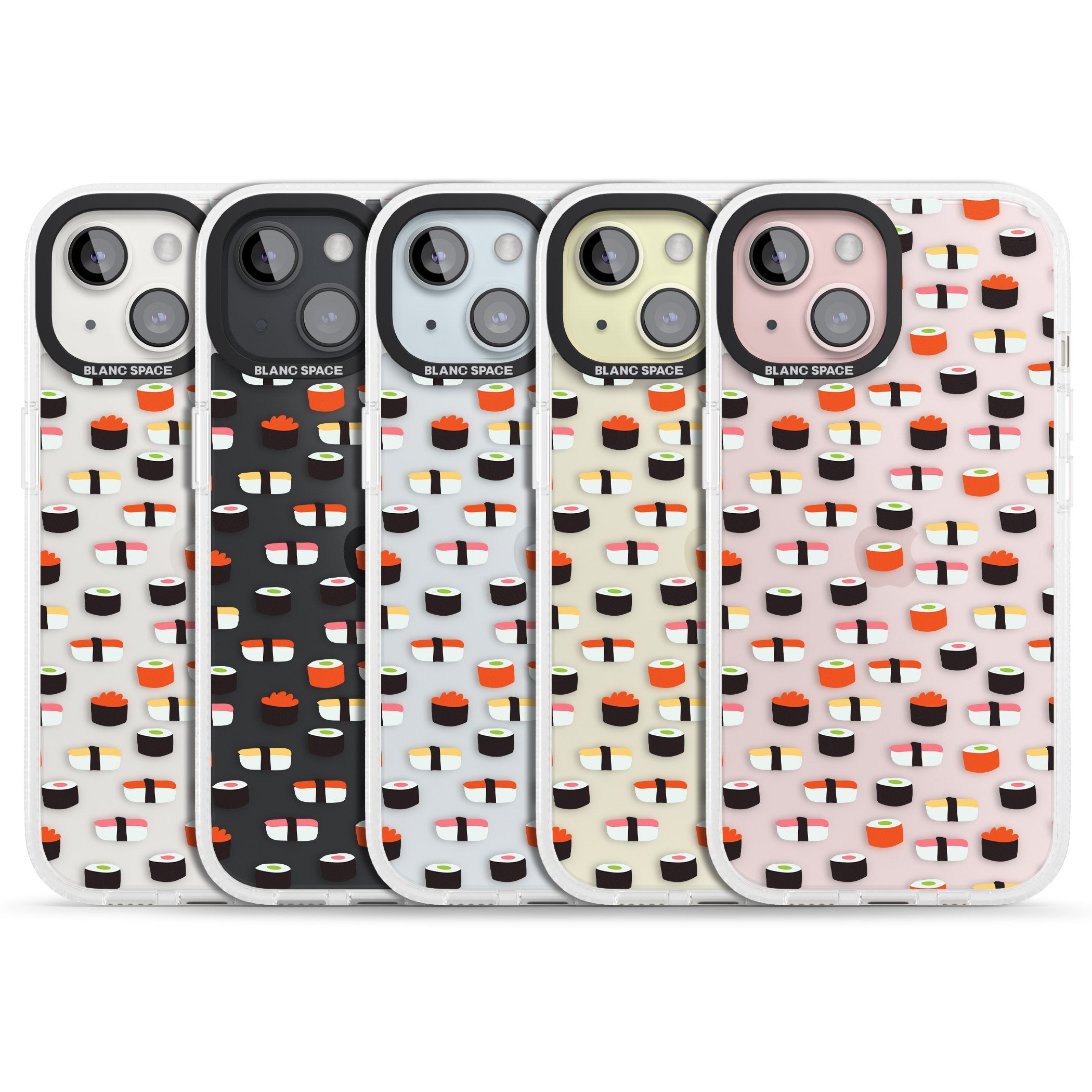 Minimalist Sushi Pattern iPhone 15 / 14 / 13 Clear Case Impact Air - Blanc Space