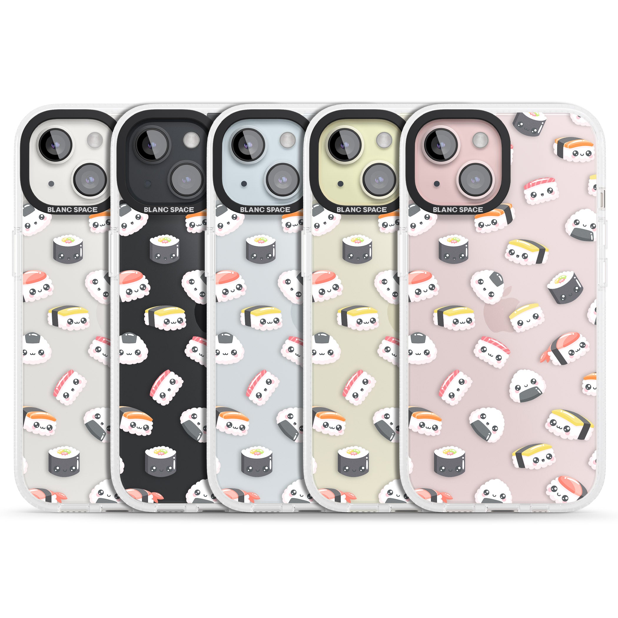 Kawaii Sushi & Rice iPhone 15 / 14 / 13 Clear Case Impact Air - Blanc Space