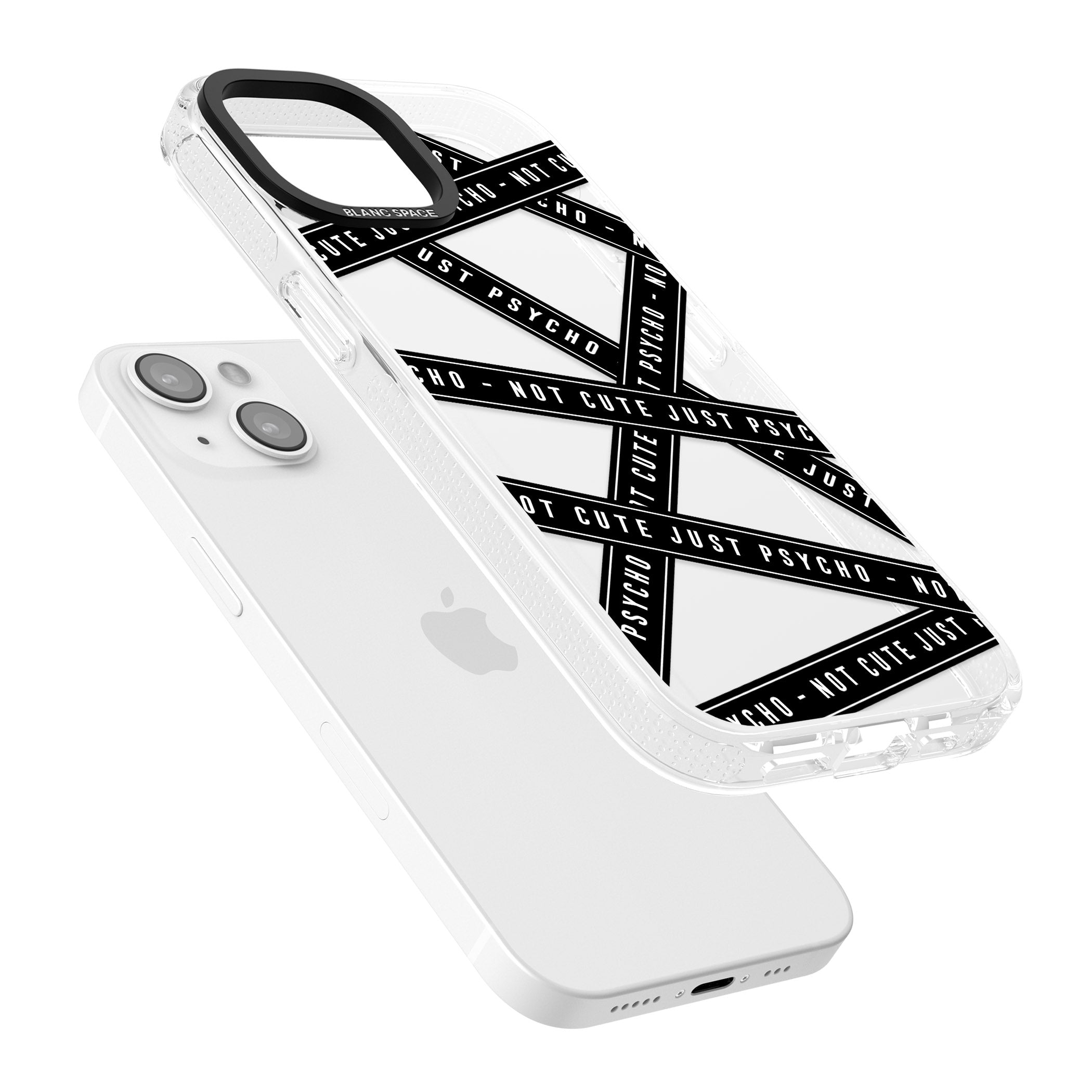 Caution Tape (Clear) Not Cute Just Psycho iPhone 15 / 14 / 13 Clear Case Impact Air - Blanc Space