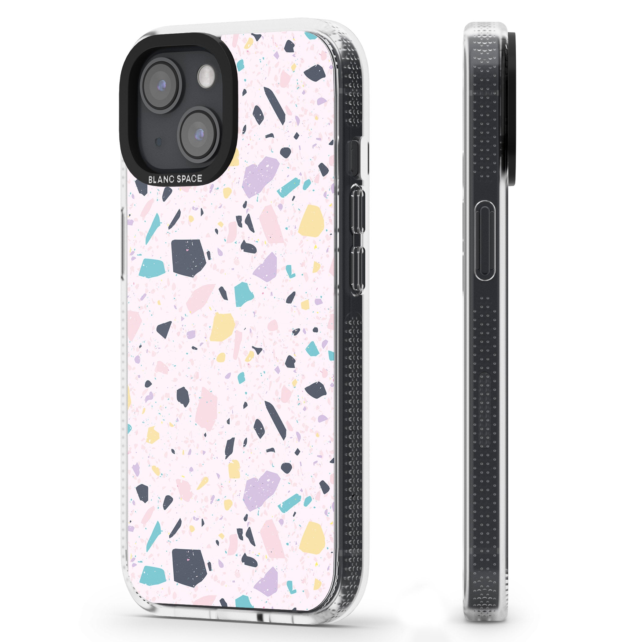 Pink, Purple & Turquoise Terrazzo Pattern iPhone 15 / 14 / 13 Clear Case Impact Air - Blanc Space
