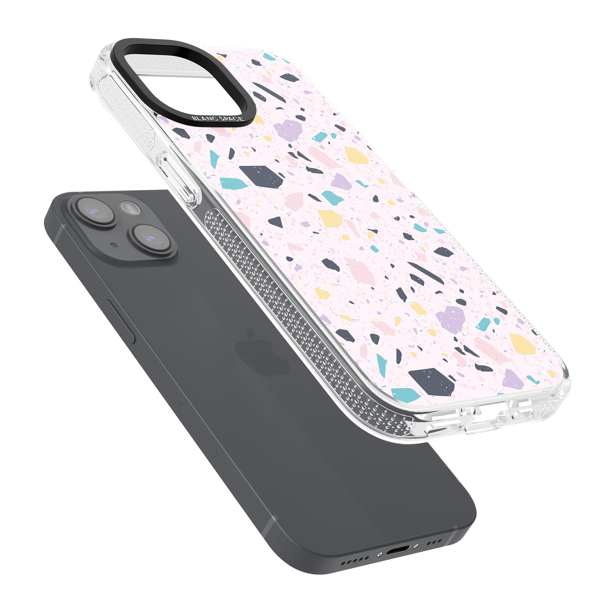 Pink, Purple & Turquoise Terrazzo Pattern iPhone 15 / 14 / 13 Clear Case Impact Air - Blanc Space