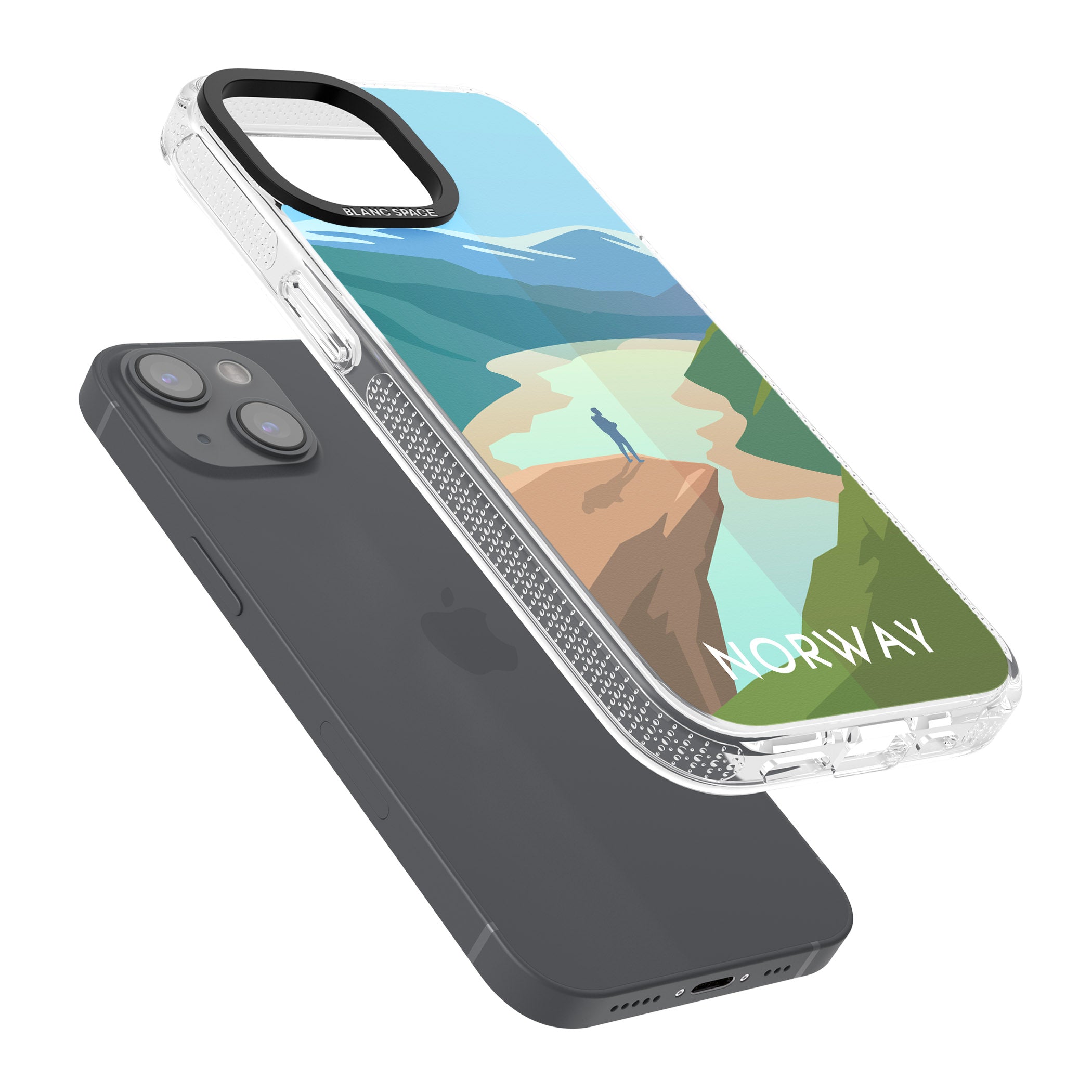 Vintage Travel Poster Norway iPhone 15 / 14 / 13 Clear Case Impact Air - Blanc Space