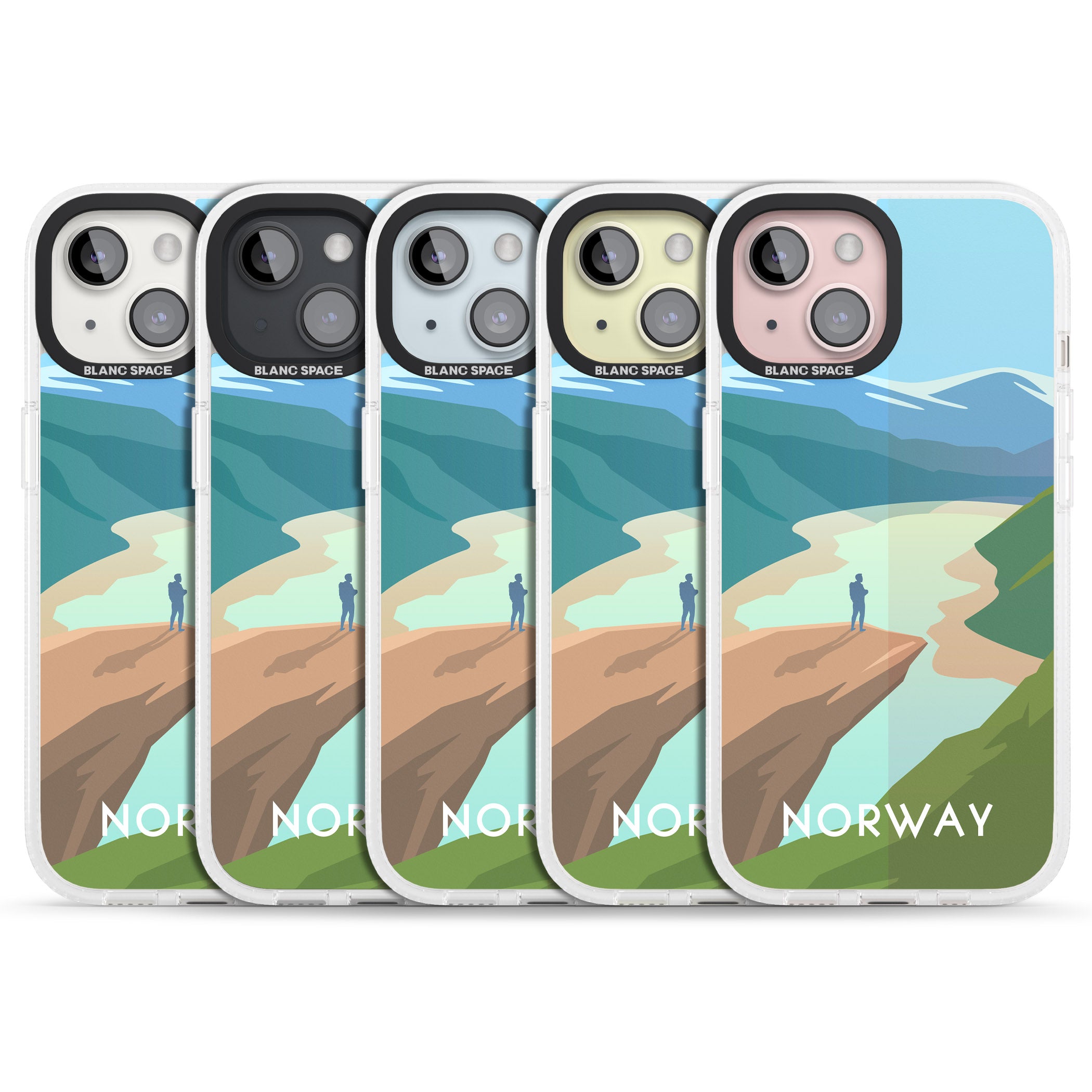 Vintage Travel Poster Norway iPhone 15 / 14 / 13 Clear Case Impact Air - Blanc Space