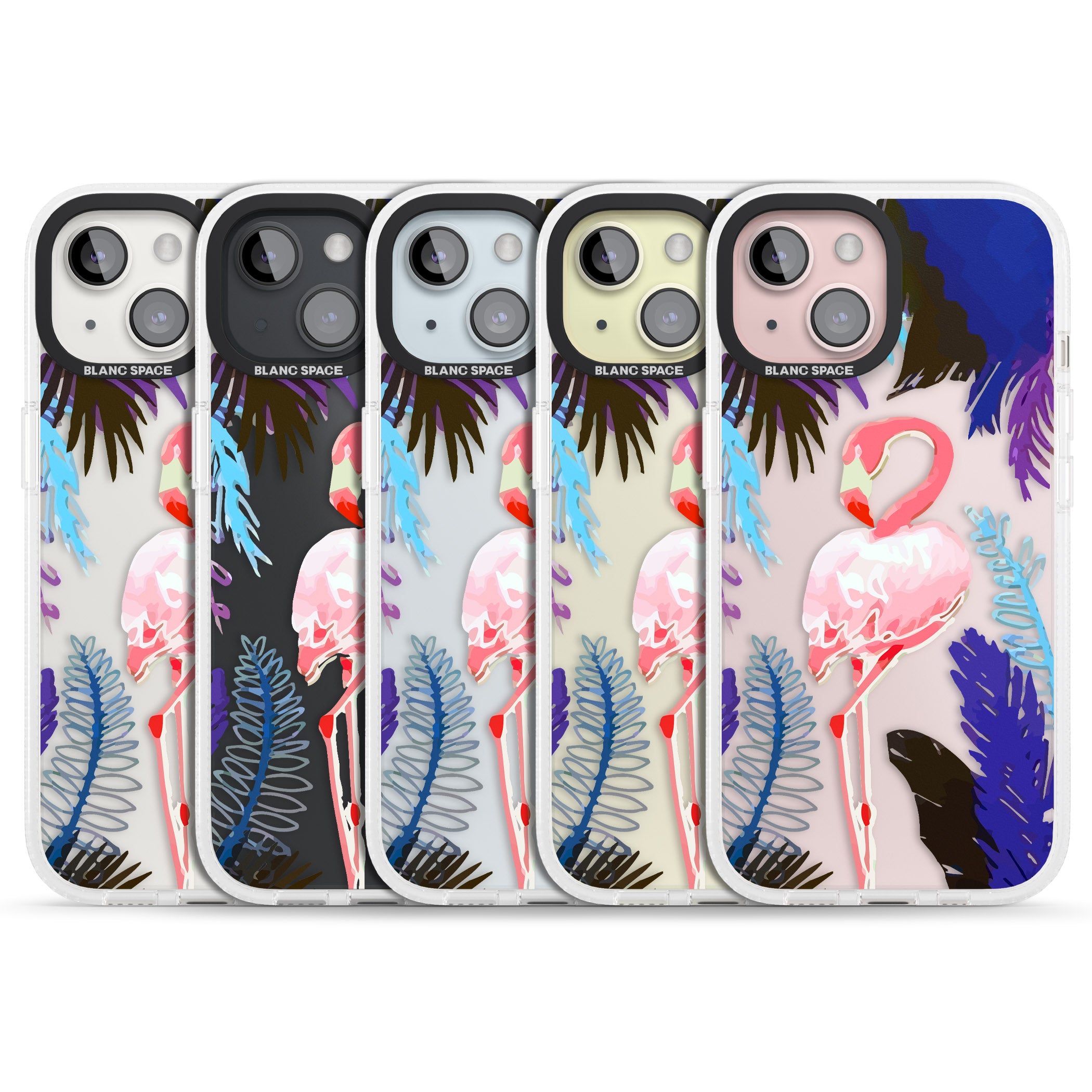 Tropical Flamingo iPhone 15 / 14 / 13 Clear Case Impact Air - Blanc Space