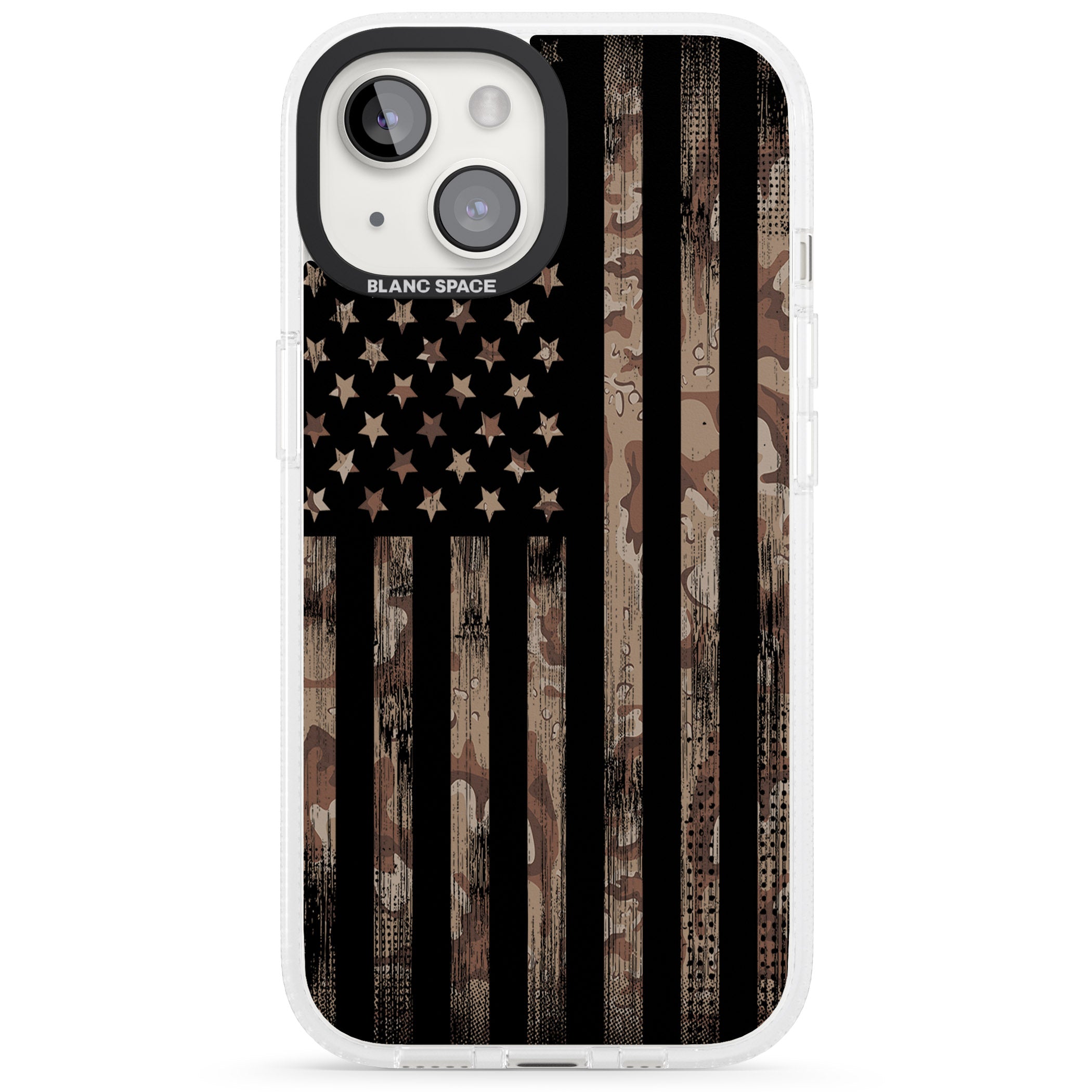 American Flag Camo iPhone 15 / 14 / 13 Clear Case Impact Air - Blanc Space