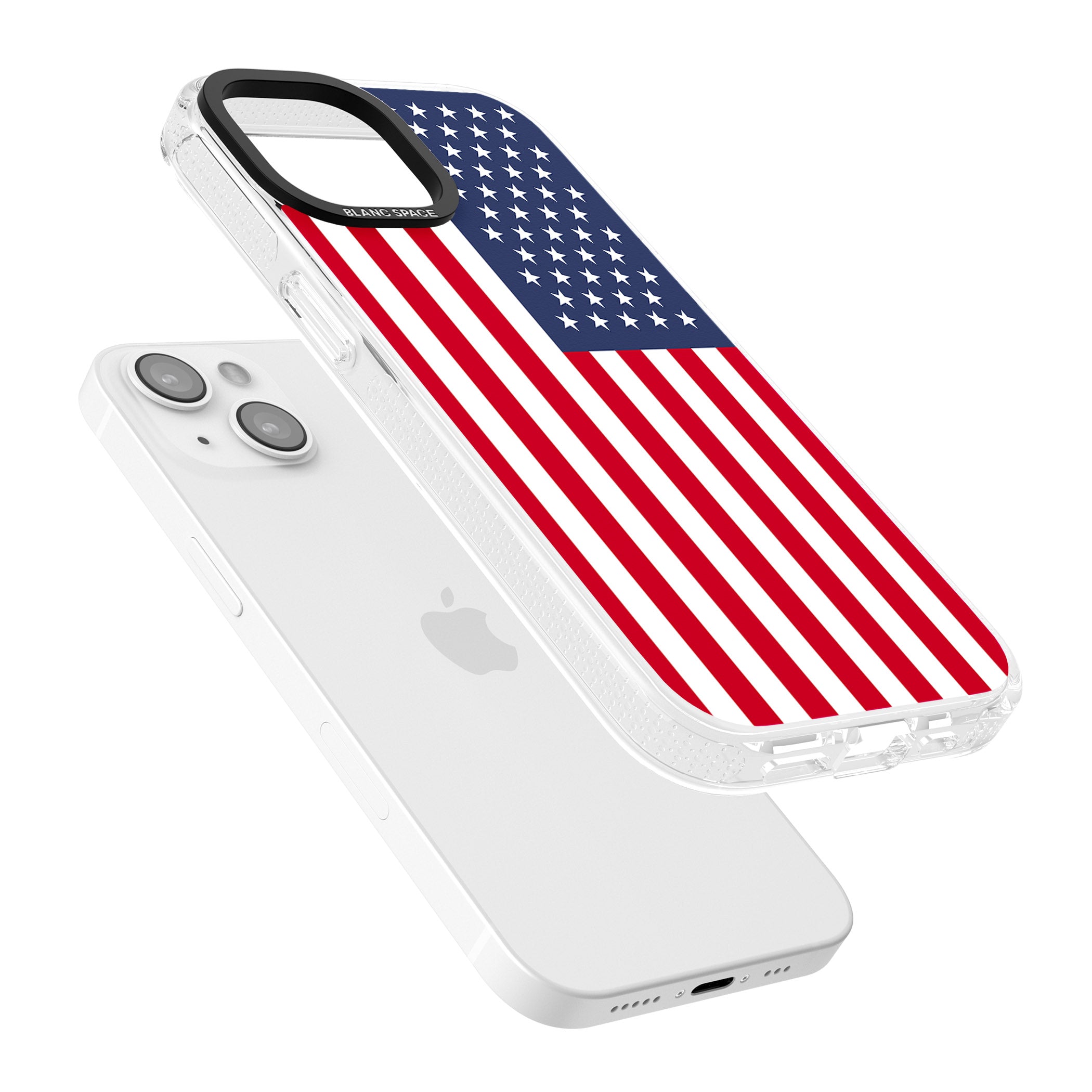 American Flag iPhone 15 / 14 / 13 Clear Case Impact Air - Blanc Space