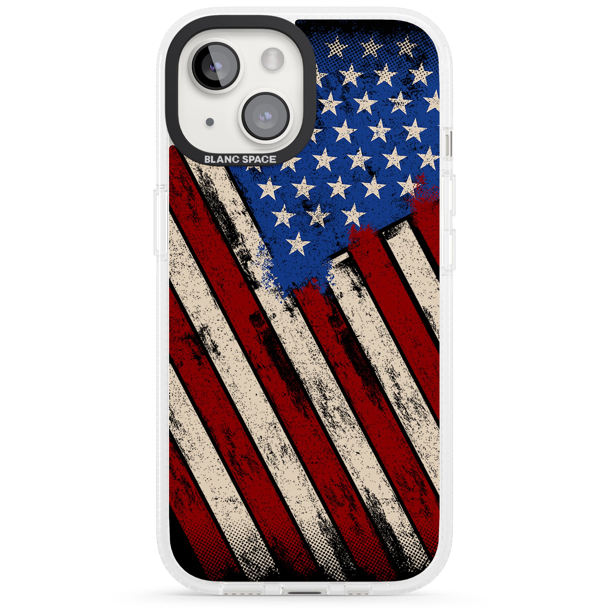 Distressed US Flag iPhone 15 / 14 / 13 Clear Case Impact Air - Blanc Space