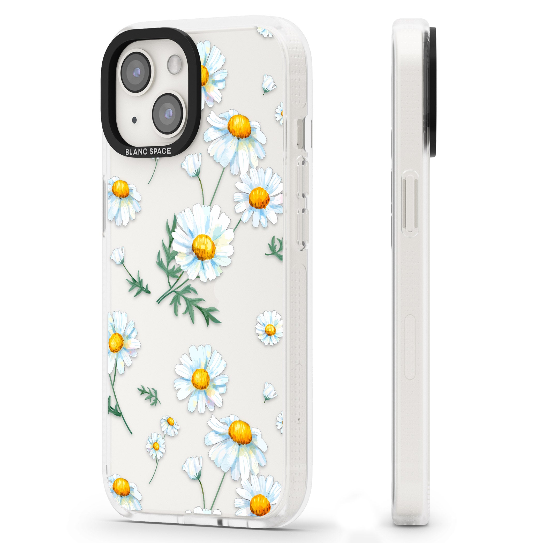Vintage Painted Daisies iPhone 15 / 14 / 13 Clear Case Impact Air - Blanc Space