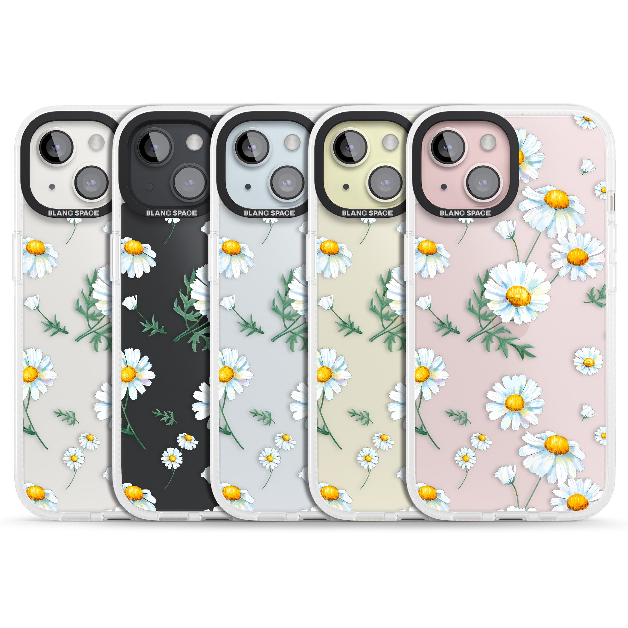 Vintage Painted Daisies iPhone 15 / 14 / 13 Clear Case Impact Air - Blanc Space