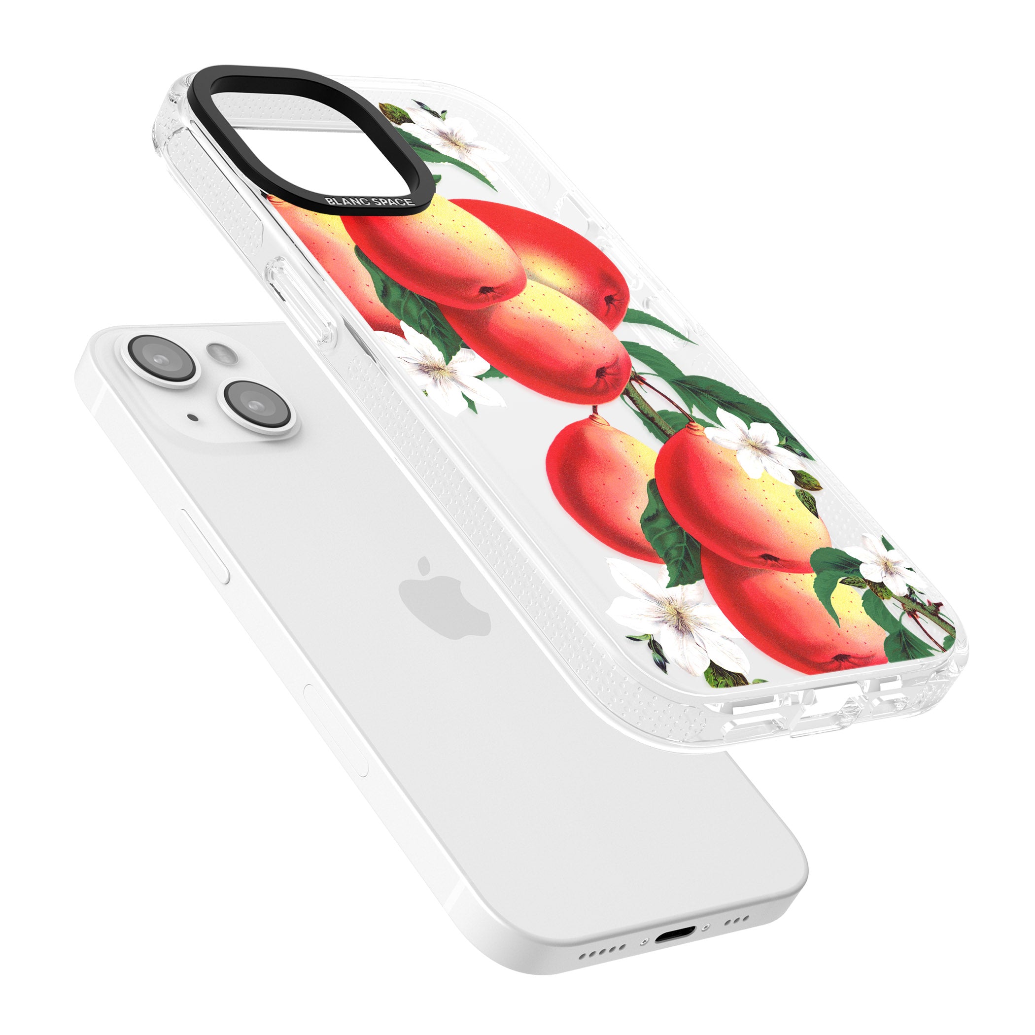 Vintage Painted Peaches iPhone 15 / 14 / 13 Clear Case Impact Air - Blanc Space