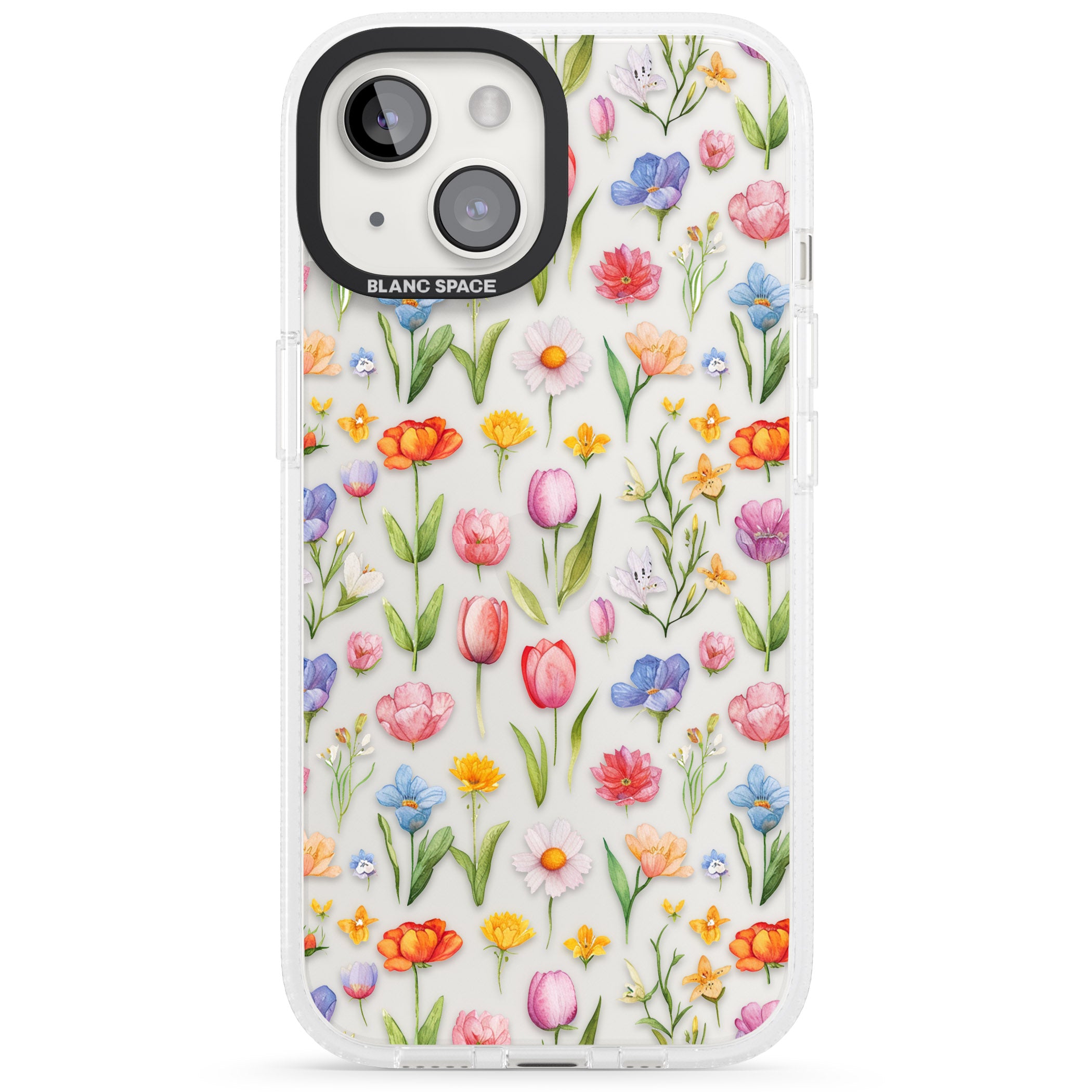 Small Flower Mix iPhone 15 / 14 / 13 Clear Case Impact Air - Blanc Space