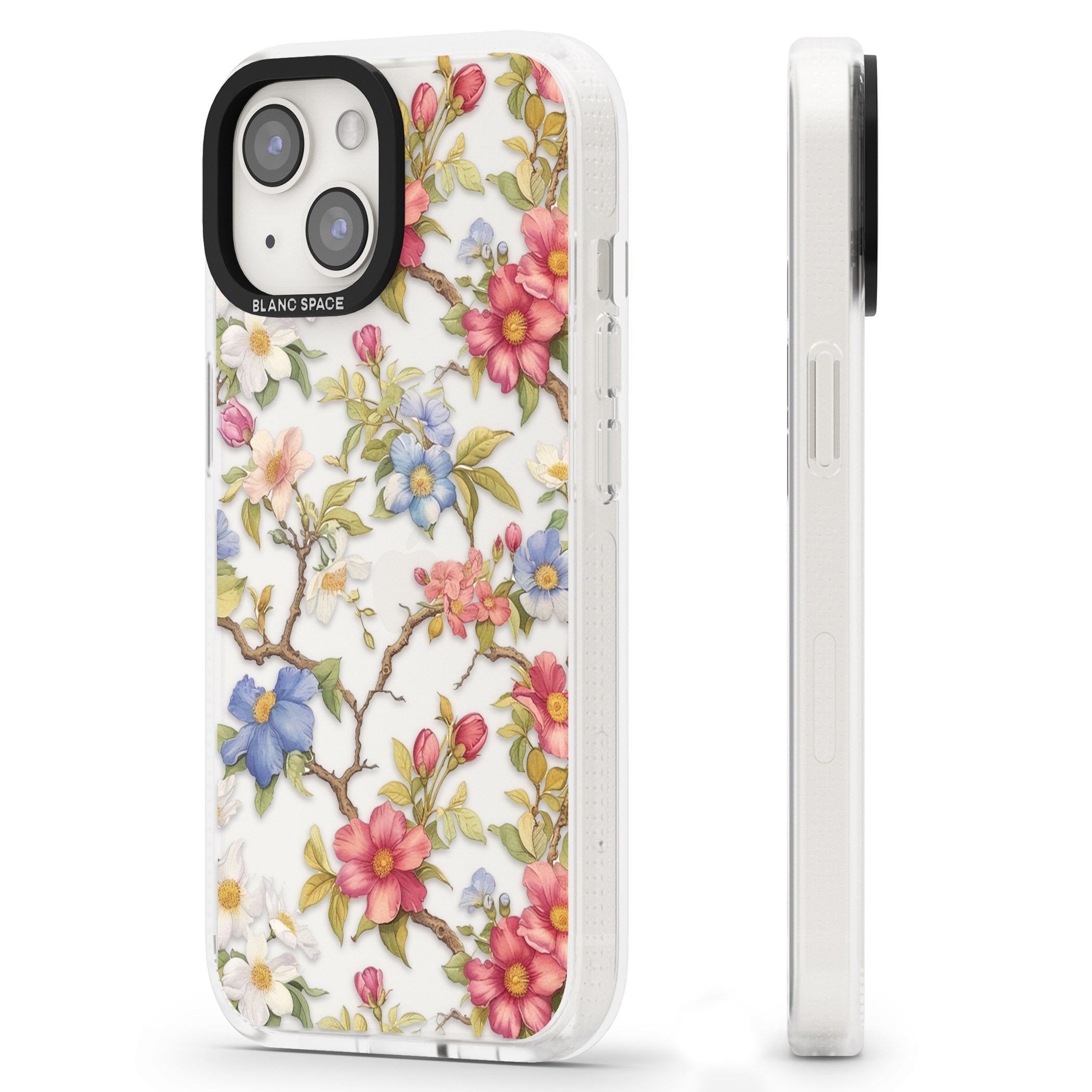Vintage Vines & Flowers iPhone 15 / 14 / 13 Clear Case Impact Air - Blanc Space