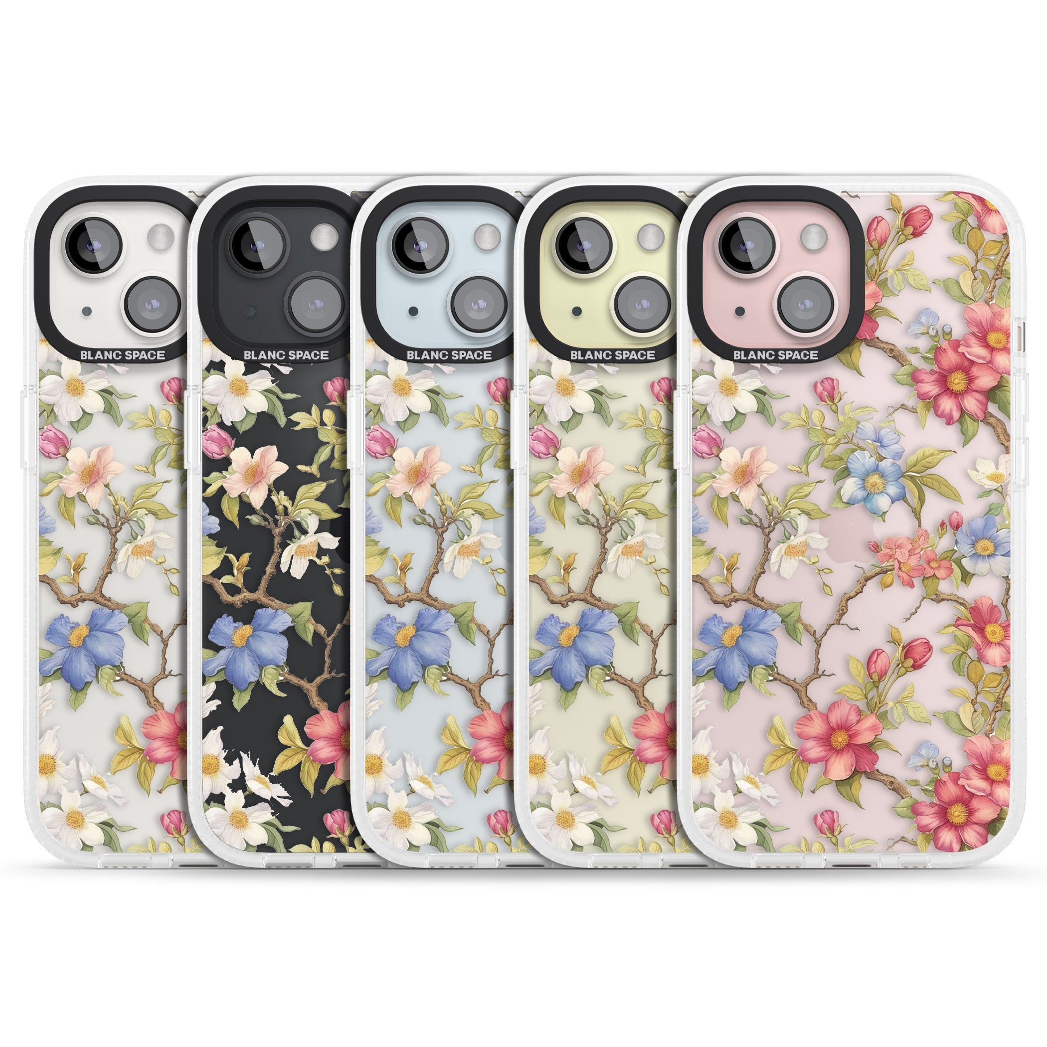 Vintage Vines & Flowers iPhone 15 / 14 / 13 Clear Case Impact Air - Blanc Space