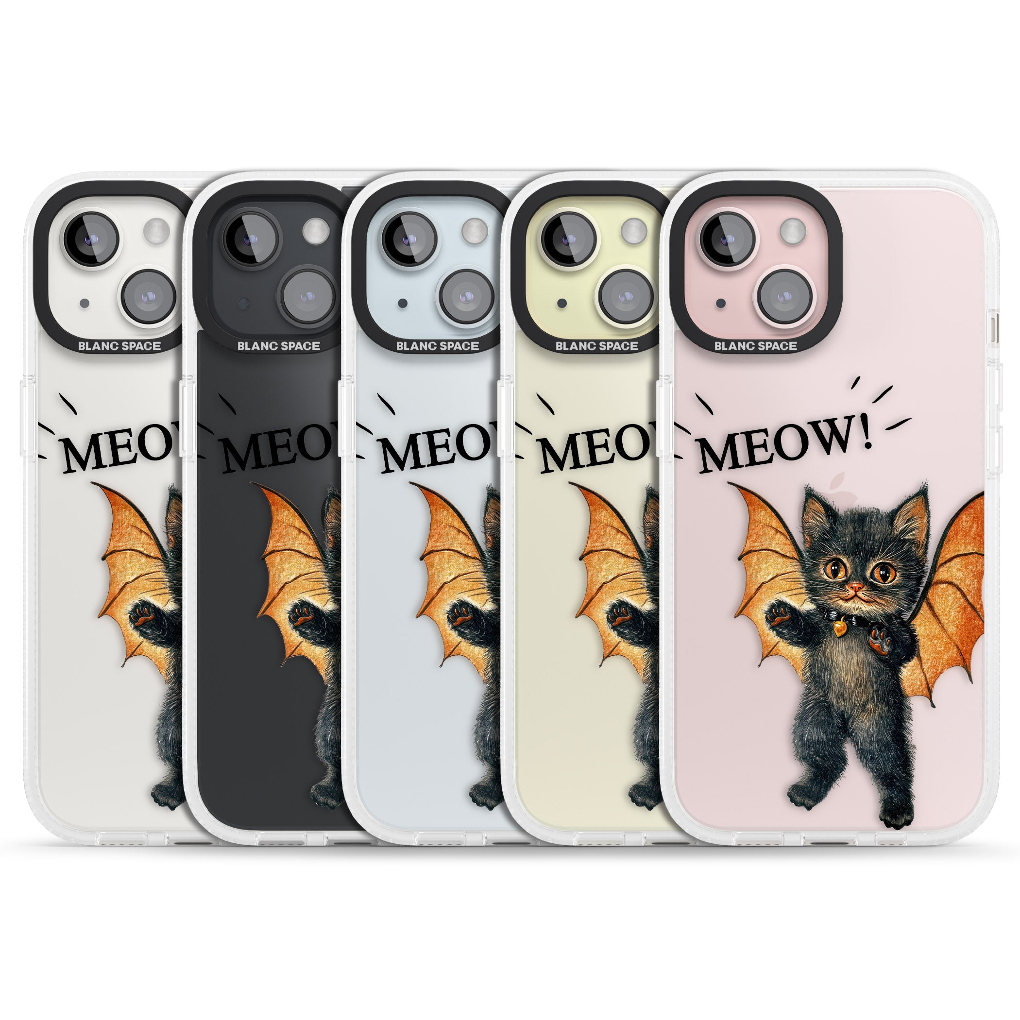 MEOW! iPhone 15 / 14 / 13 Clear Case Impact Air - Blanc Space