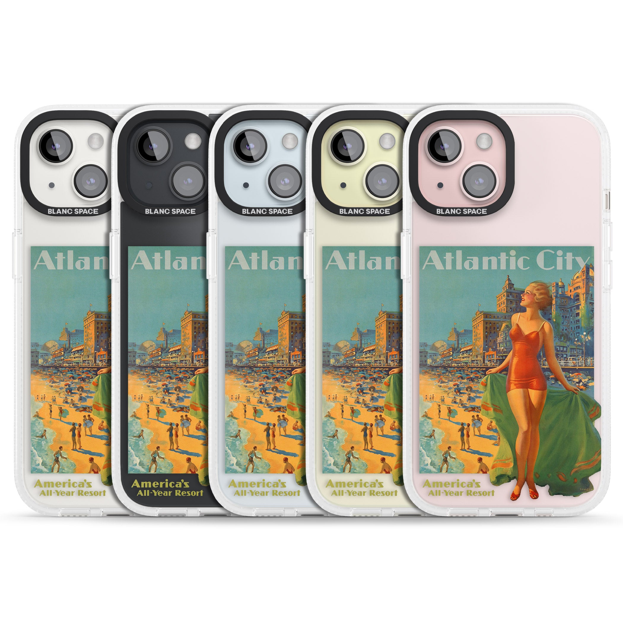 Atlantic City Vacation Poster iPhone 15 / 14 / 13 Clear Case Impact Air - Blanc Space