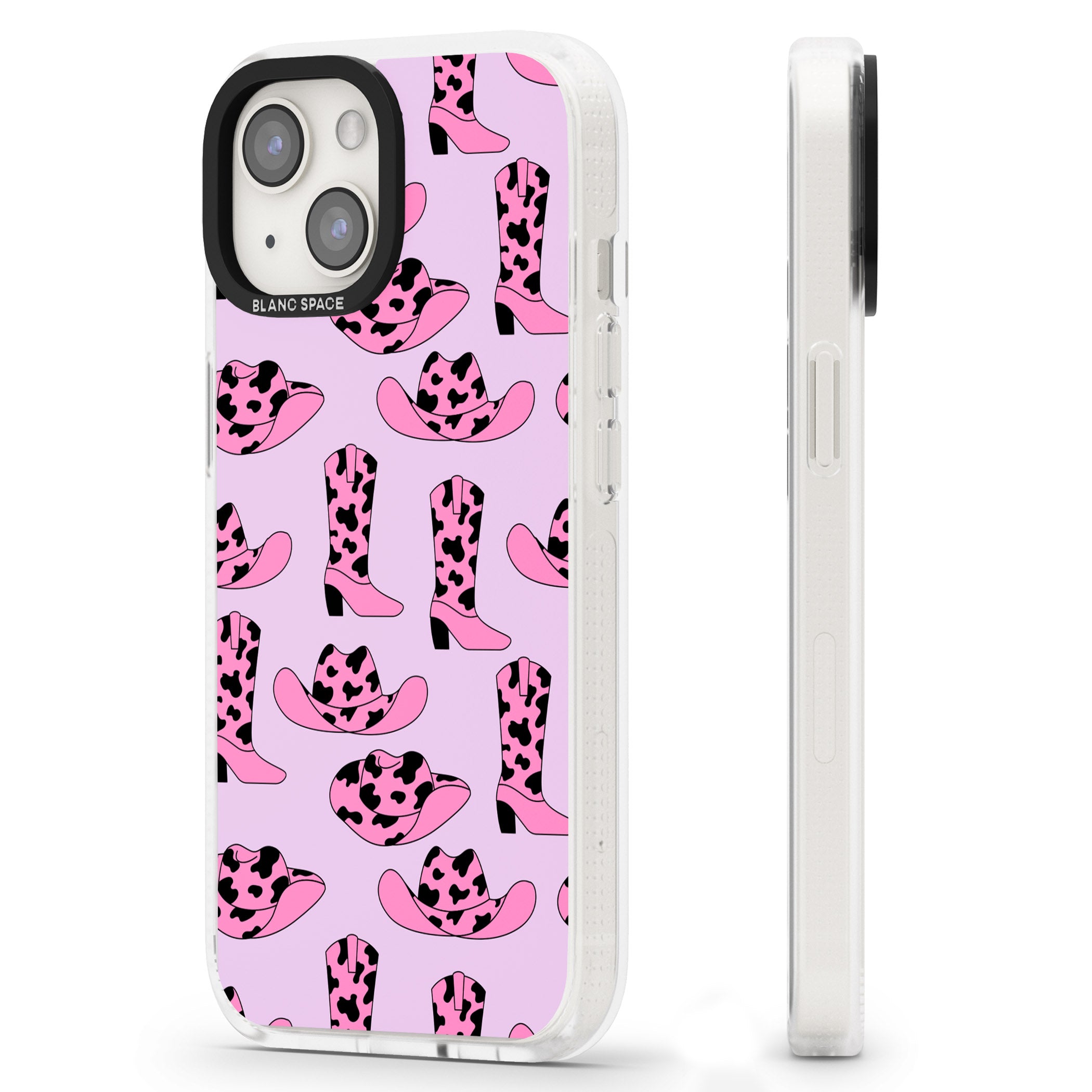 Cow-Girl Pattern iPhone 15 / 14 / 13 Clear Case Impact Air - Blanc Space
