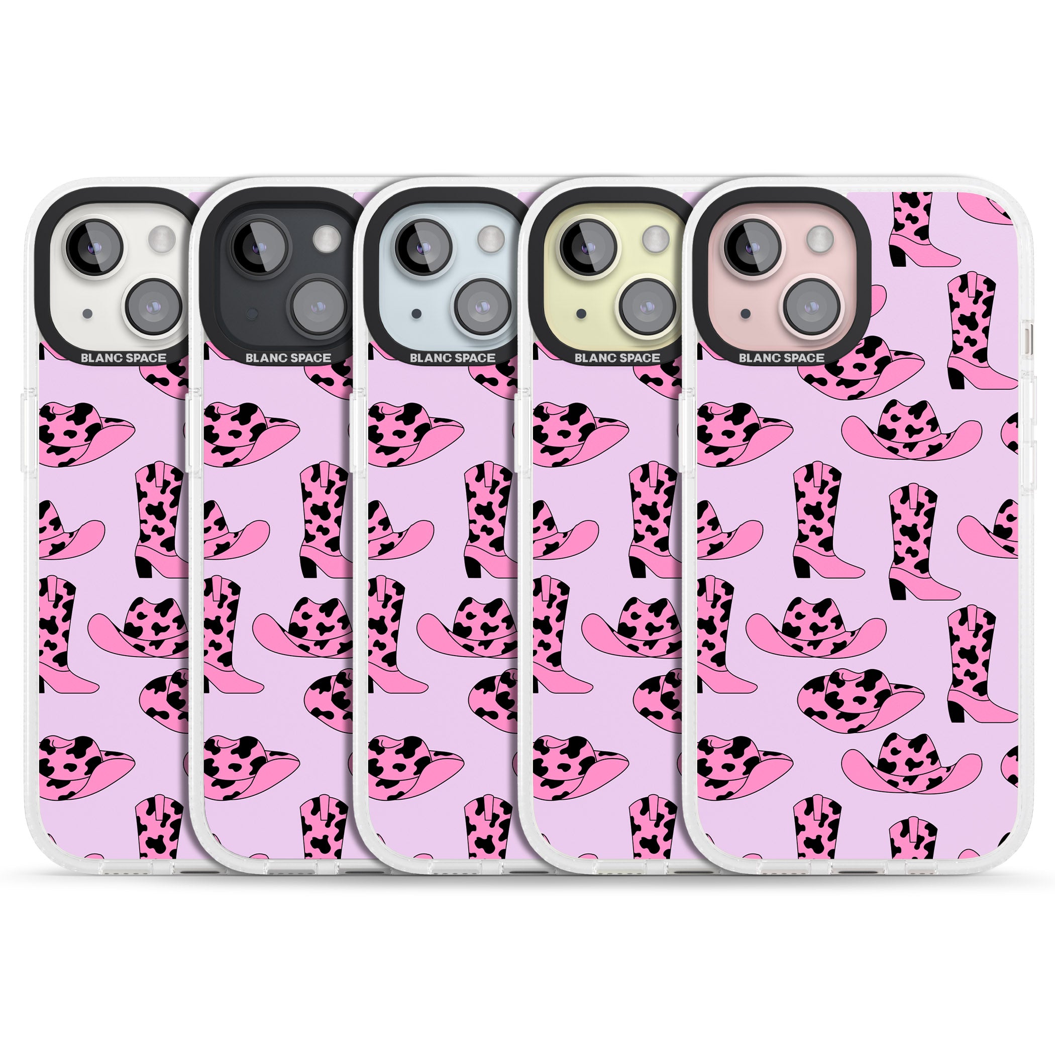 Cow-Girl Pattern iPhone 15 / 14 / 13 Clear Case Impact Air - Blanc Space