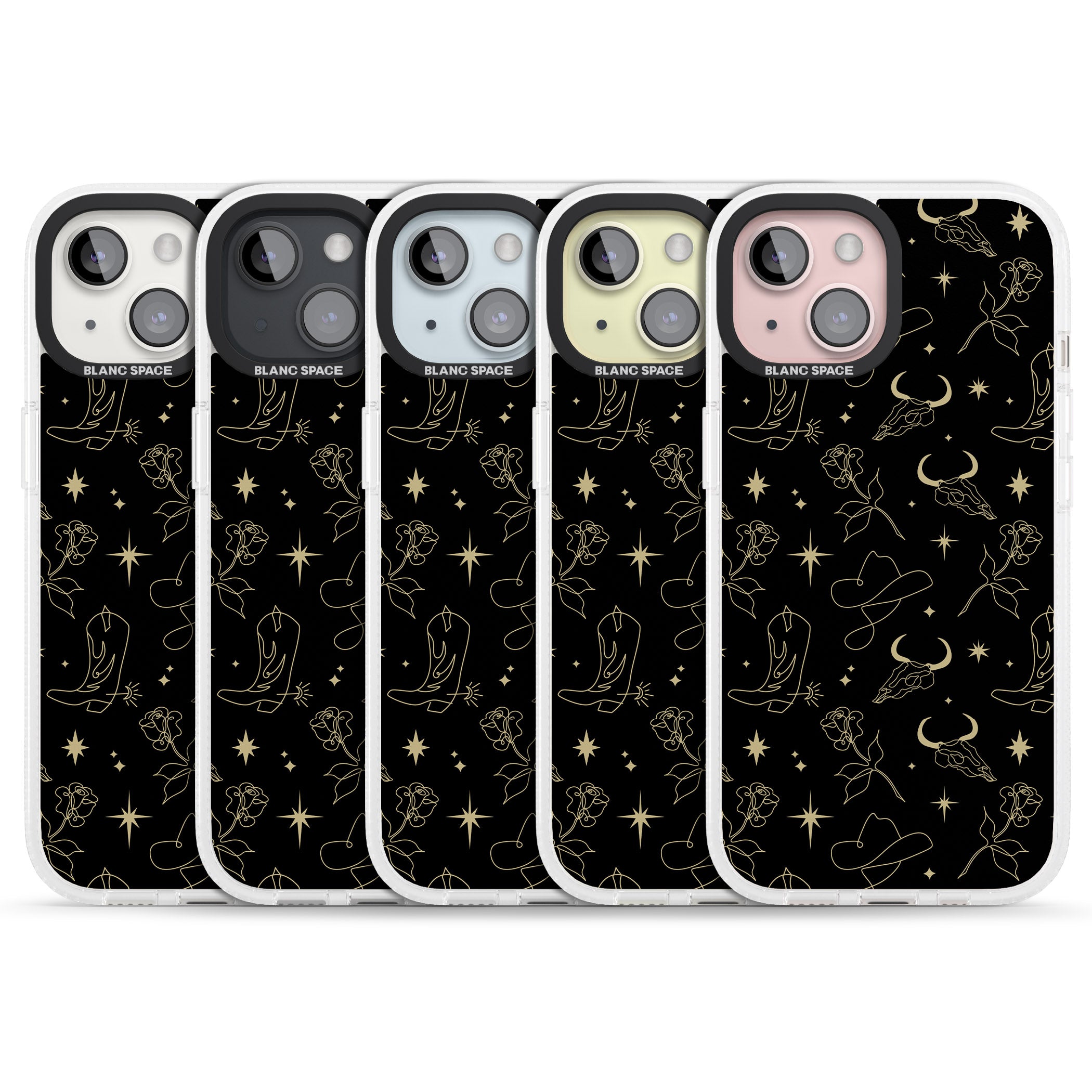 Celestial West Pattern iPhone 15 / 14 / 13 Clear Case Impact Air - Blanc Space