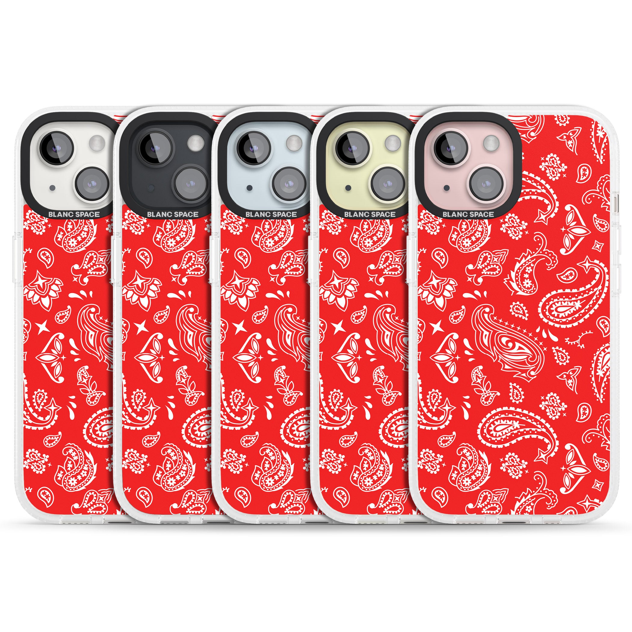 Red Bandana iPhone 15 / 14 / 13 Clear Case Impact Air - Blanc Space