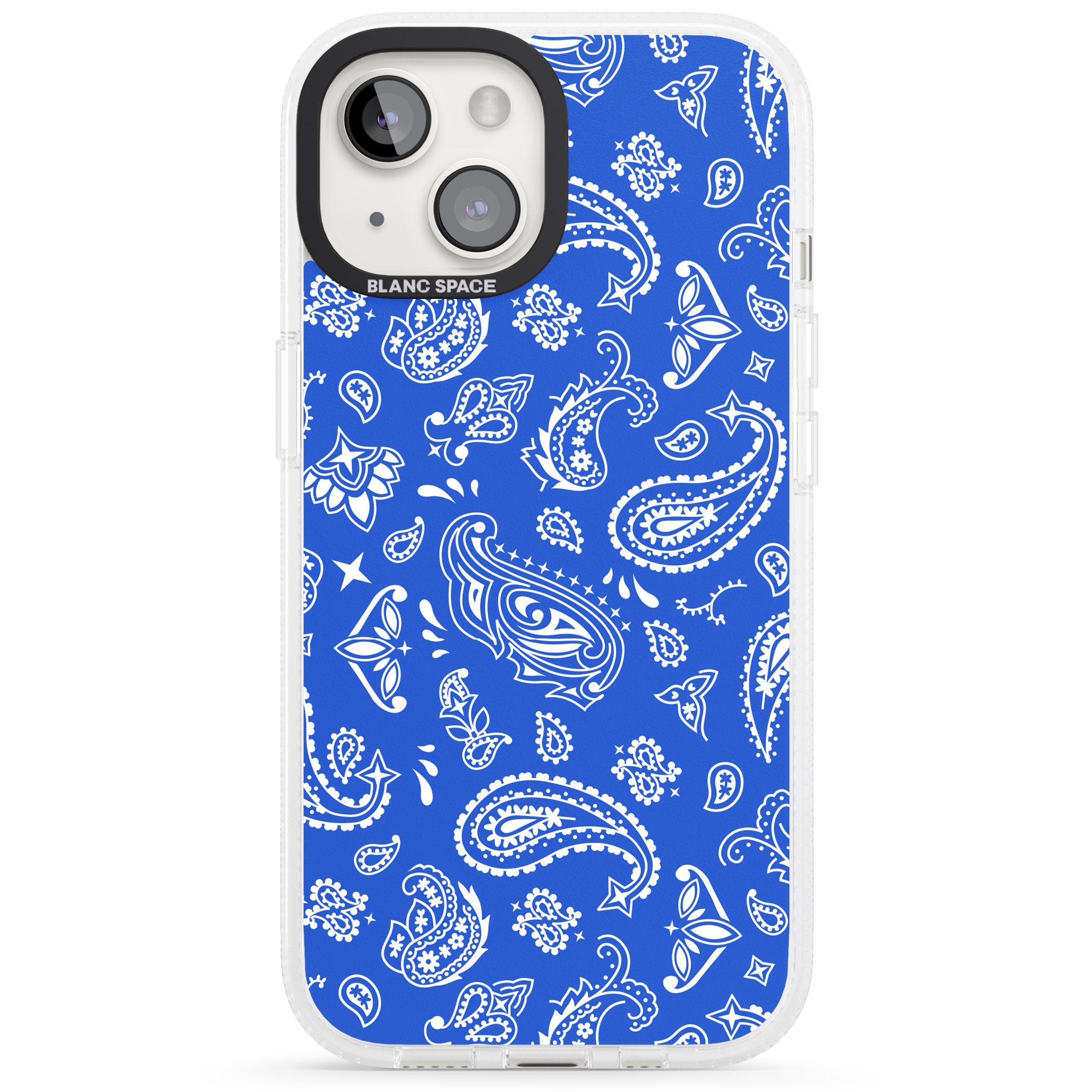 Blue Bandana iPhone 15 / 14 / 13 Clear Case Impact Air - Blanc Space