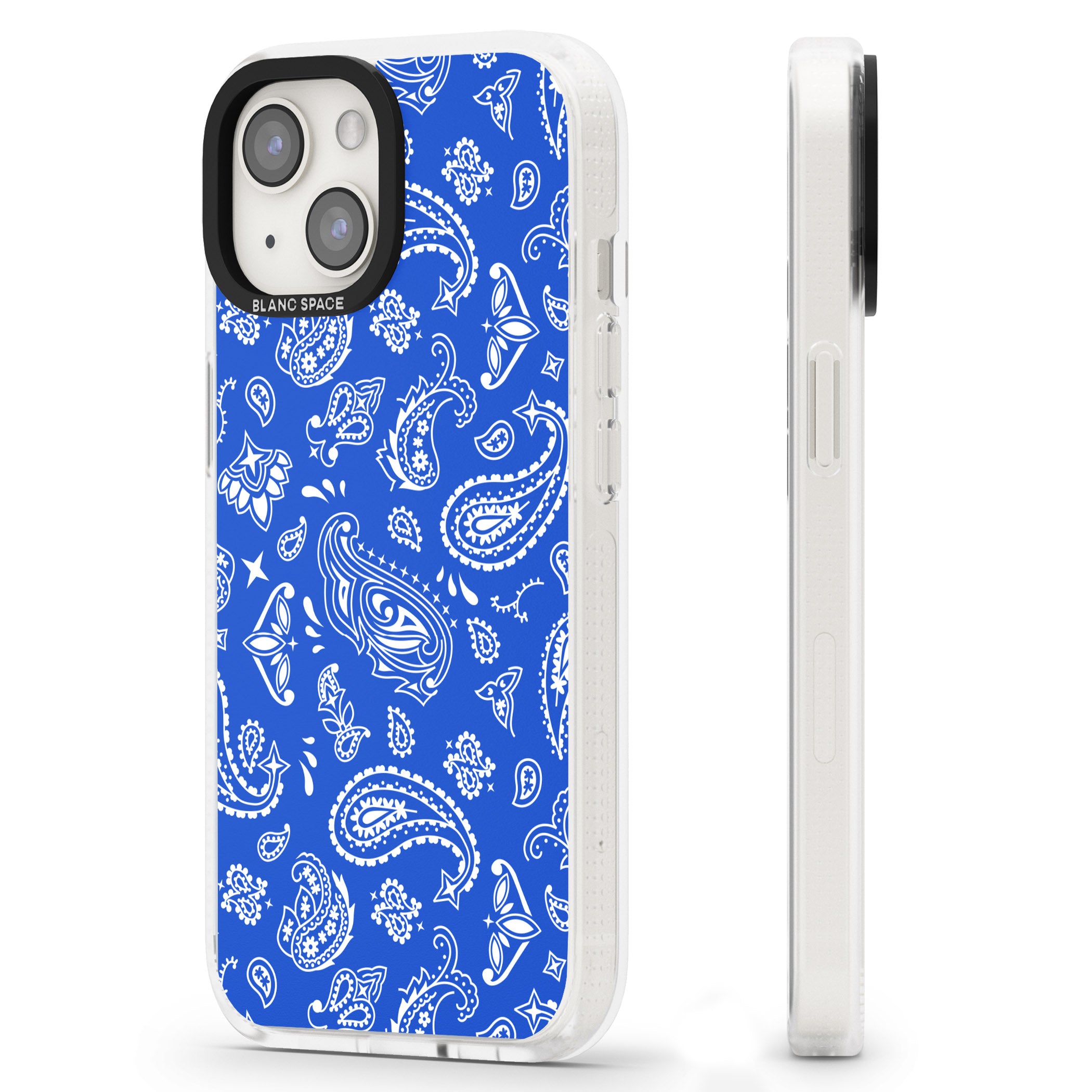 Blue Bandana iPhone 15 / 14 / 13 Clear Case Impact Air - Blanc Space