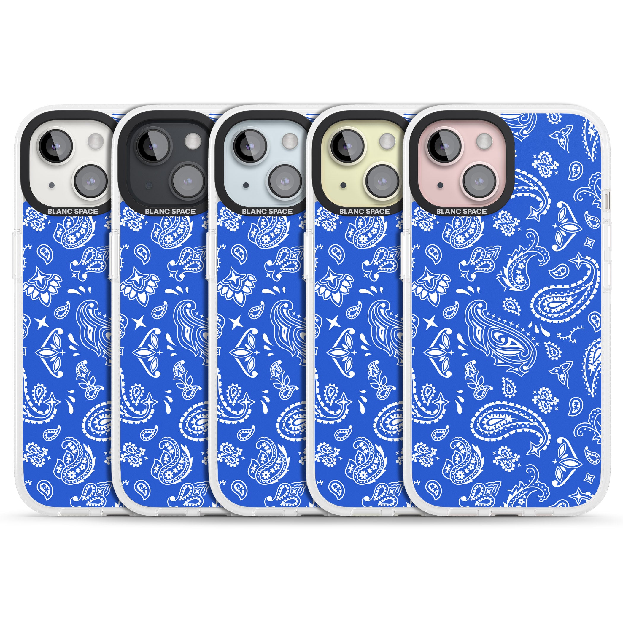 Blue Bandana iPhone 15 / 14 / 13 Clear Case Impact Air - Blanc Space