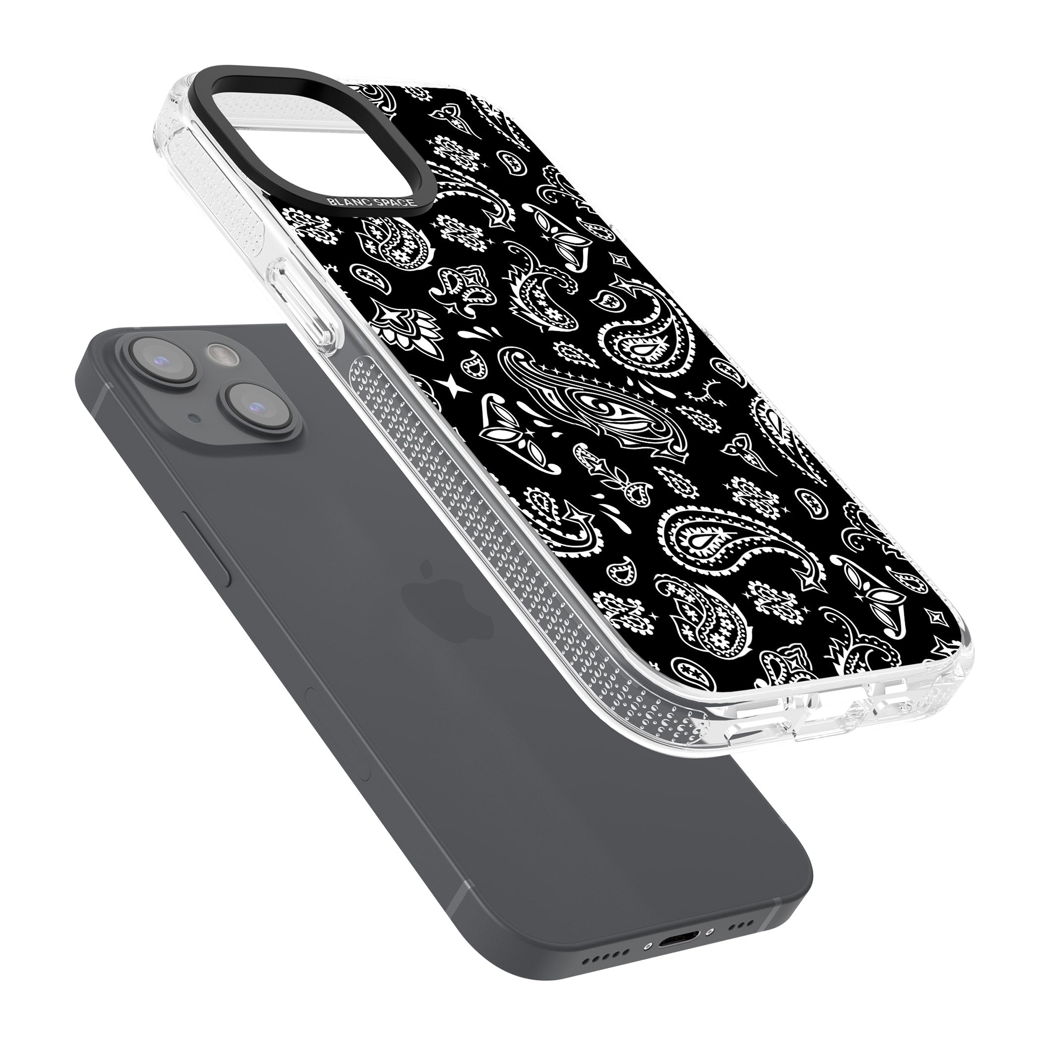 Black Bandana iPhone 15 / 14 / 13 Clear Case Impact Air - Blanc Space