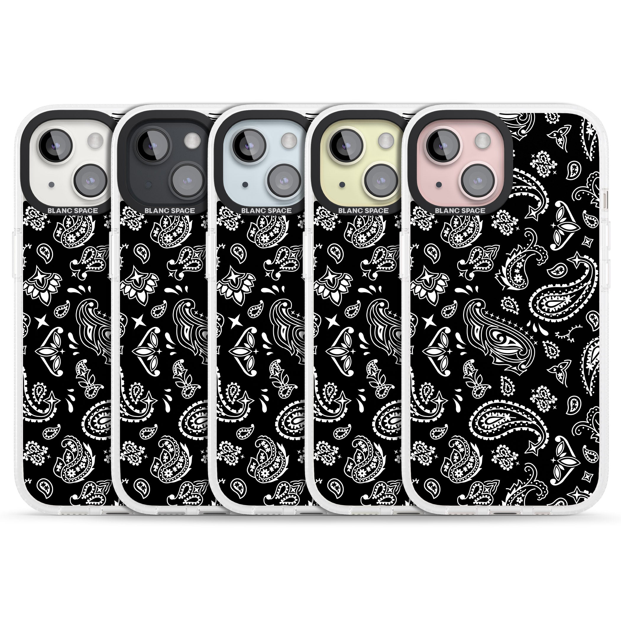 Black Bandana iPhone 15 / 14 / 13 Clear Case Impact Air - Blanc Space